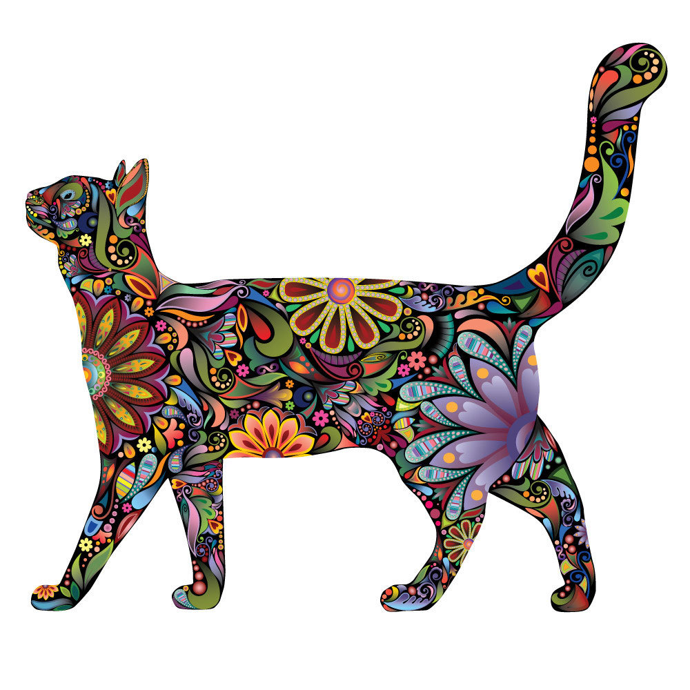 My Wonderful Walls Walking Cat Left Facing Sticker Wall ...