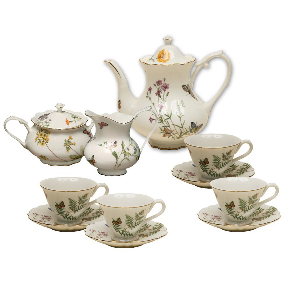 Coastline Imports 11 Piece Porcelain Butterfly Tea Set Wayfair
