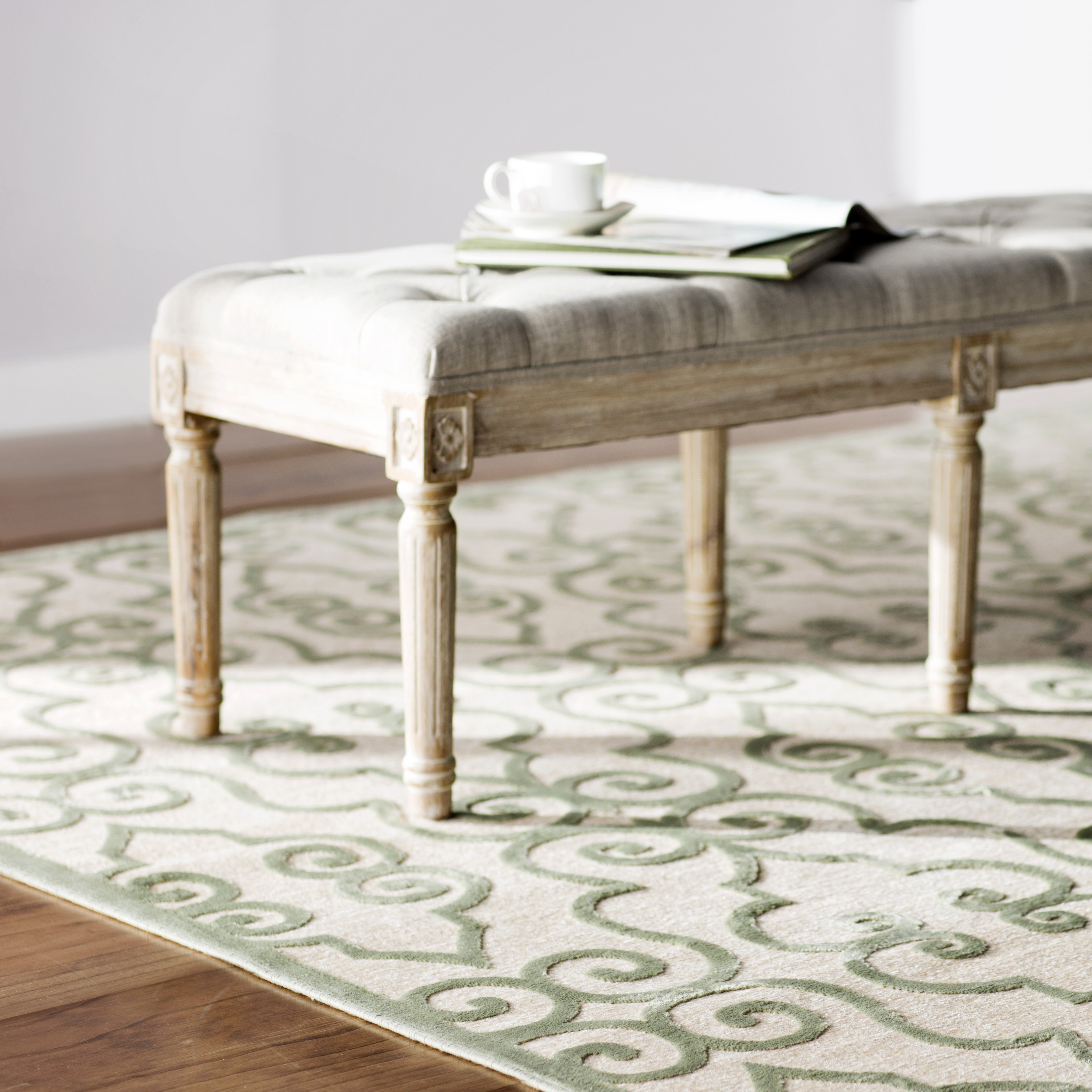 Lark Manor Robicheaux Cream/Light Green Area Rug & Reviews Wayfair