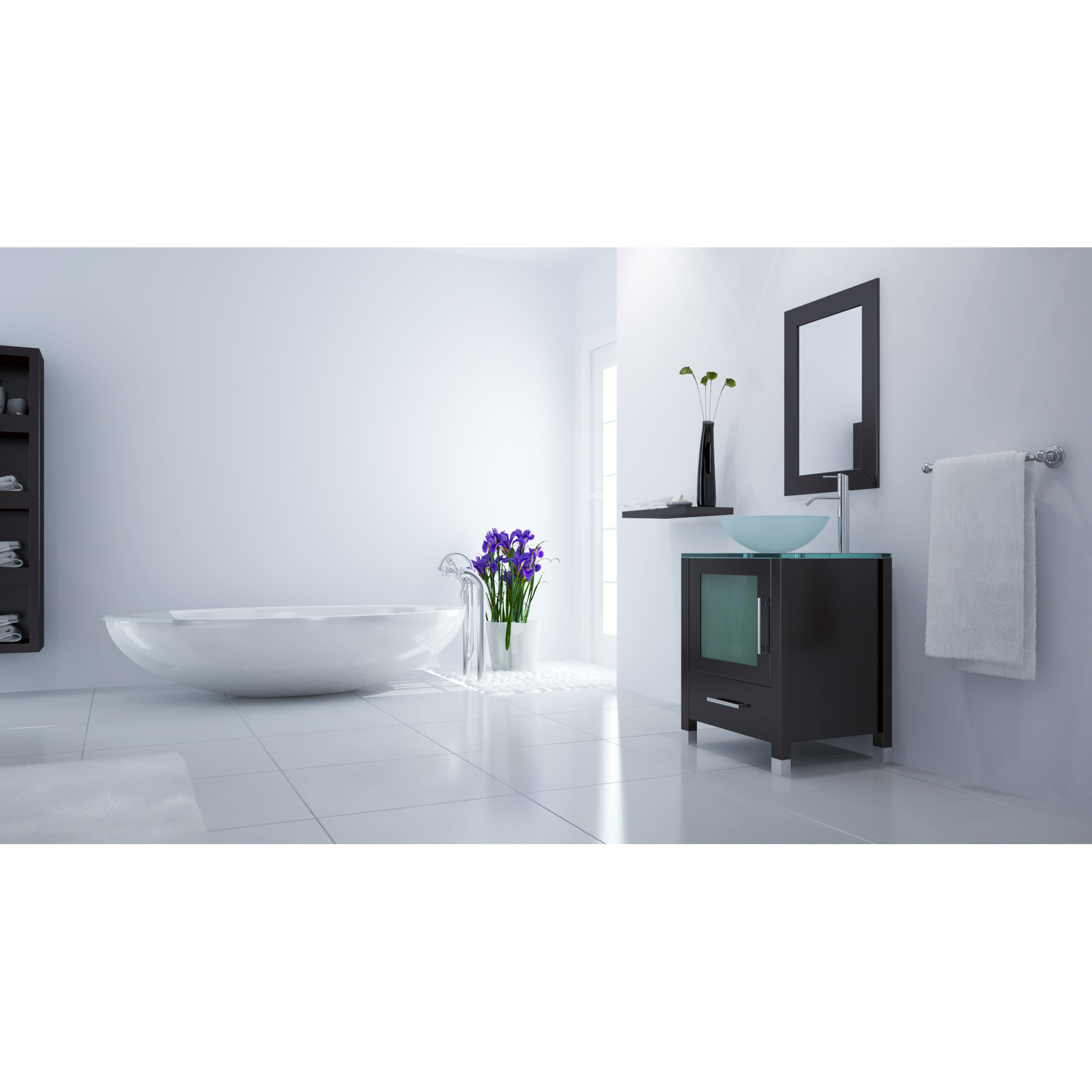 ... Single Soft Focus Vessel Sink Modern Bathroom Vanity Set by JWH Living