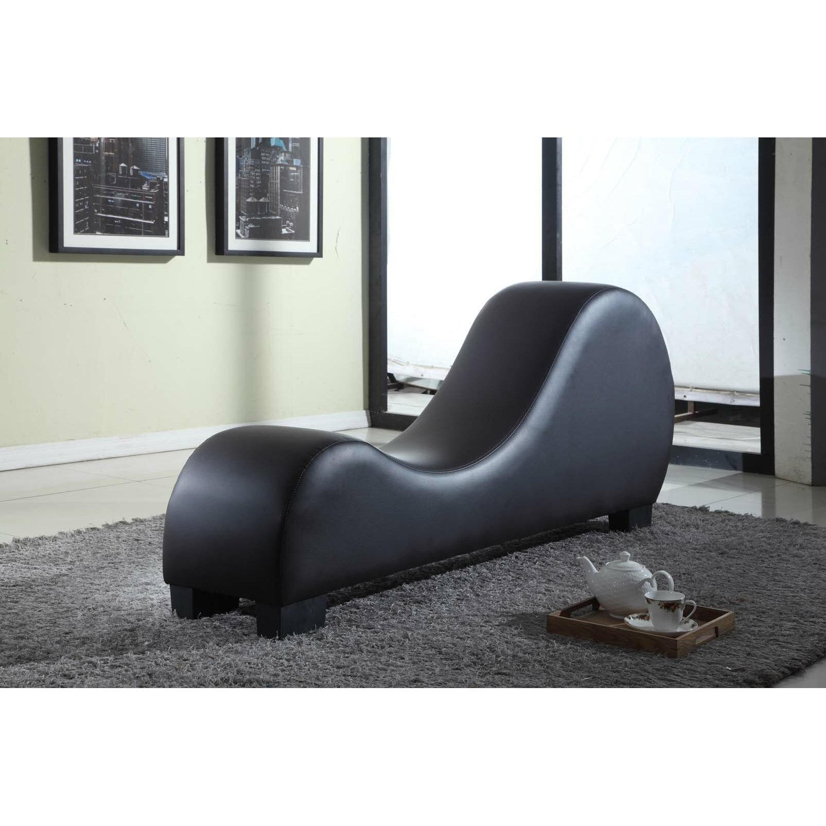 Container Faux Leather Stretch Chaise Yoga Chair &amp; Reviews ...