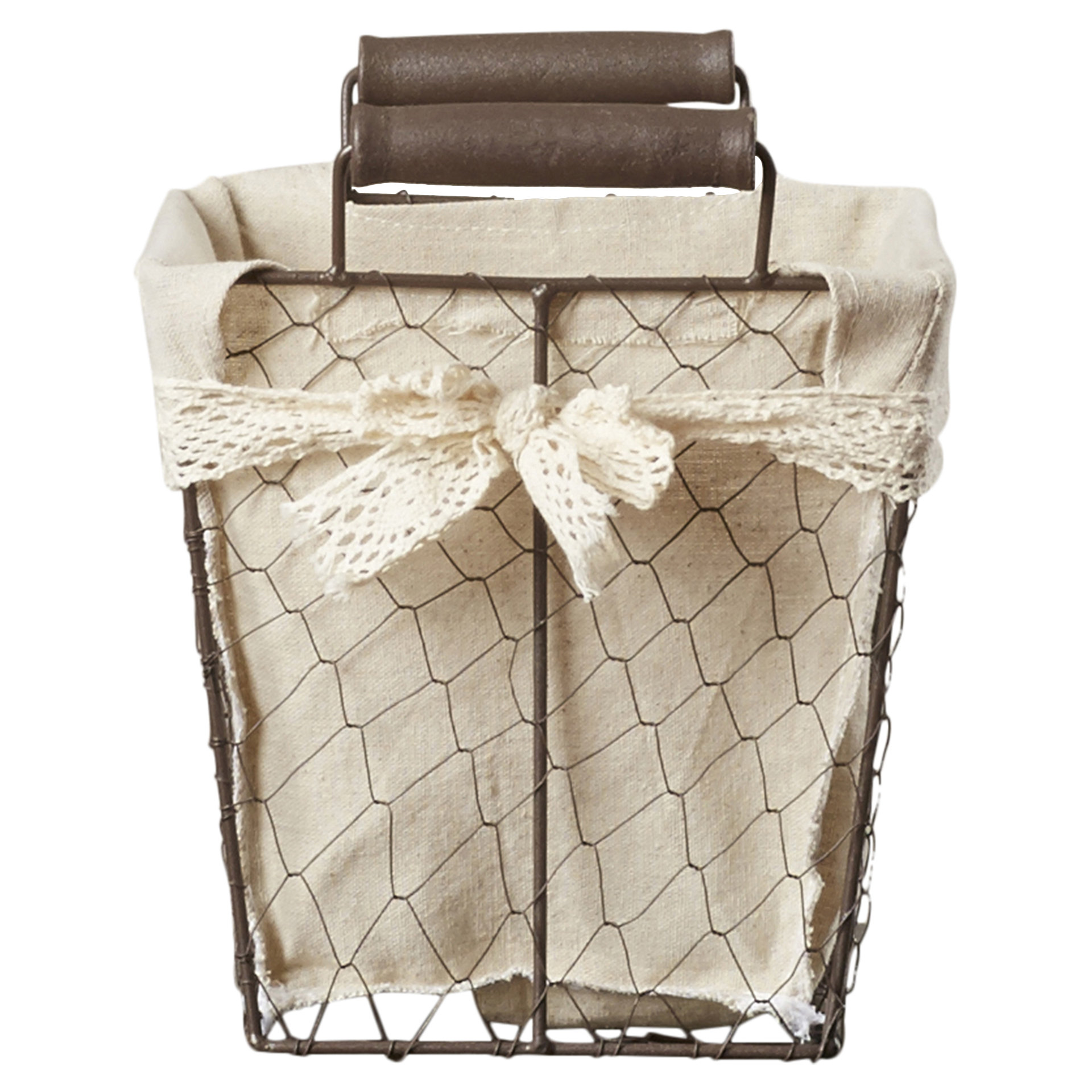 August Grove 3 Piece Rectangular Lined Wire Storage Basket Set