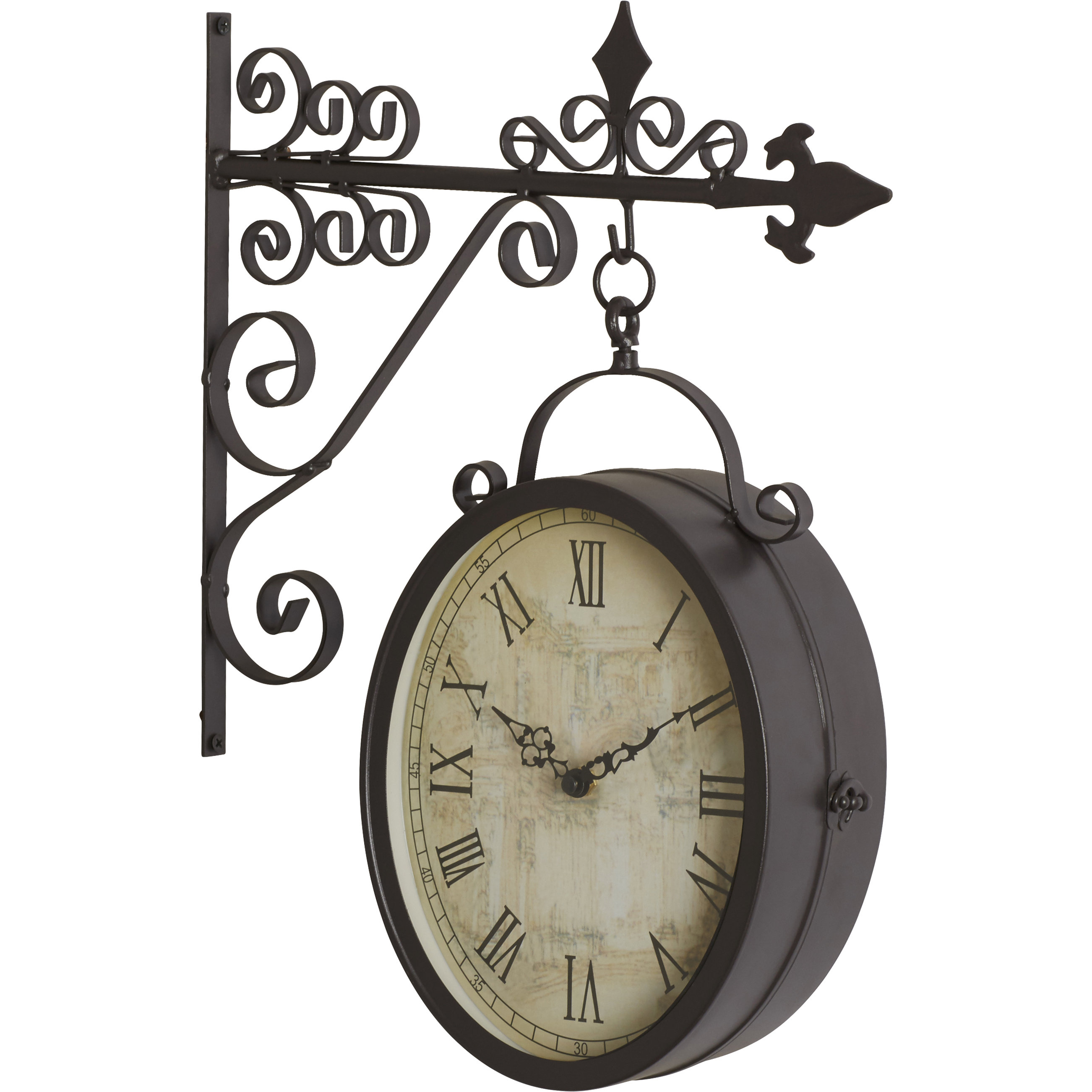 August Grove Metal Outdoor Double Clock Decor & Reviews Wayfair