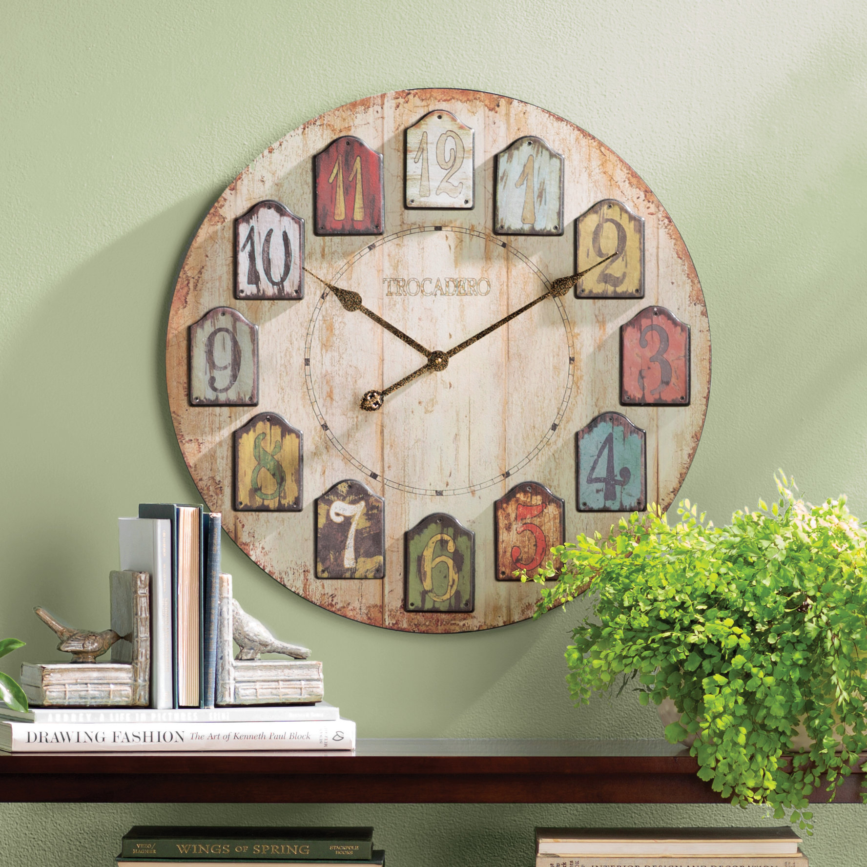 August Grove Balta Oversized 23.75" Weathered Plank Wall Clock