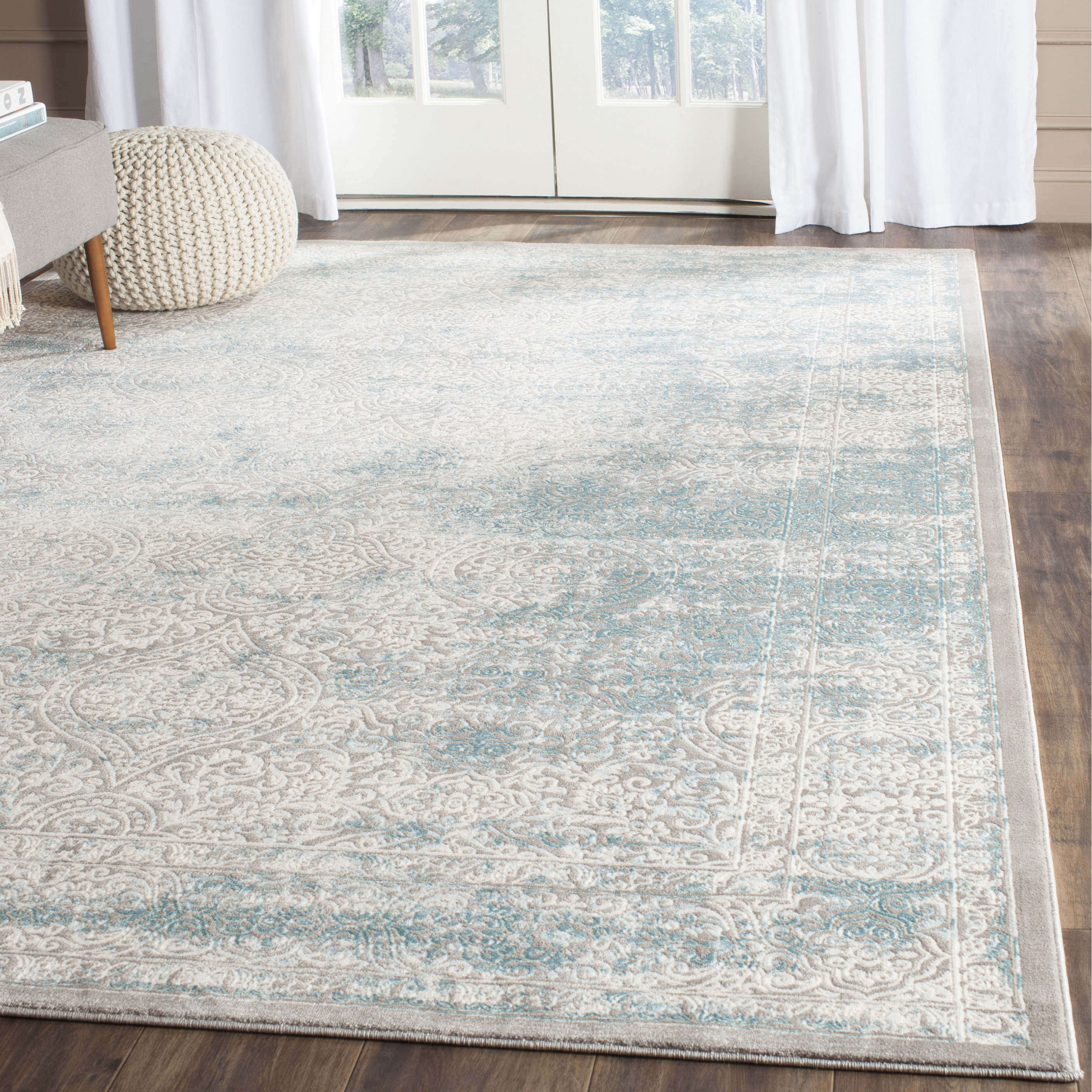 One Allium Way Auguste Turquoise/Ivory Area Rug & Reviews Wayfair