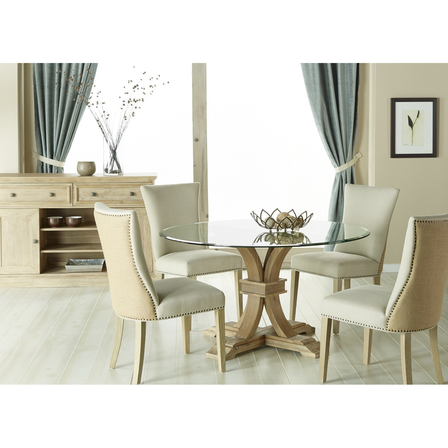 One Allium Way Montcerf 54" Round Glass Dining Table & Reviews Wayfair