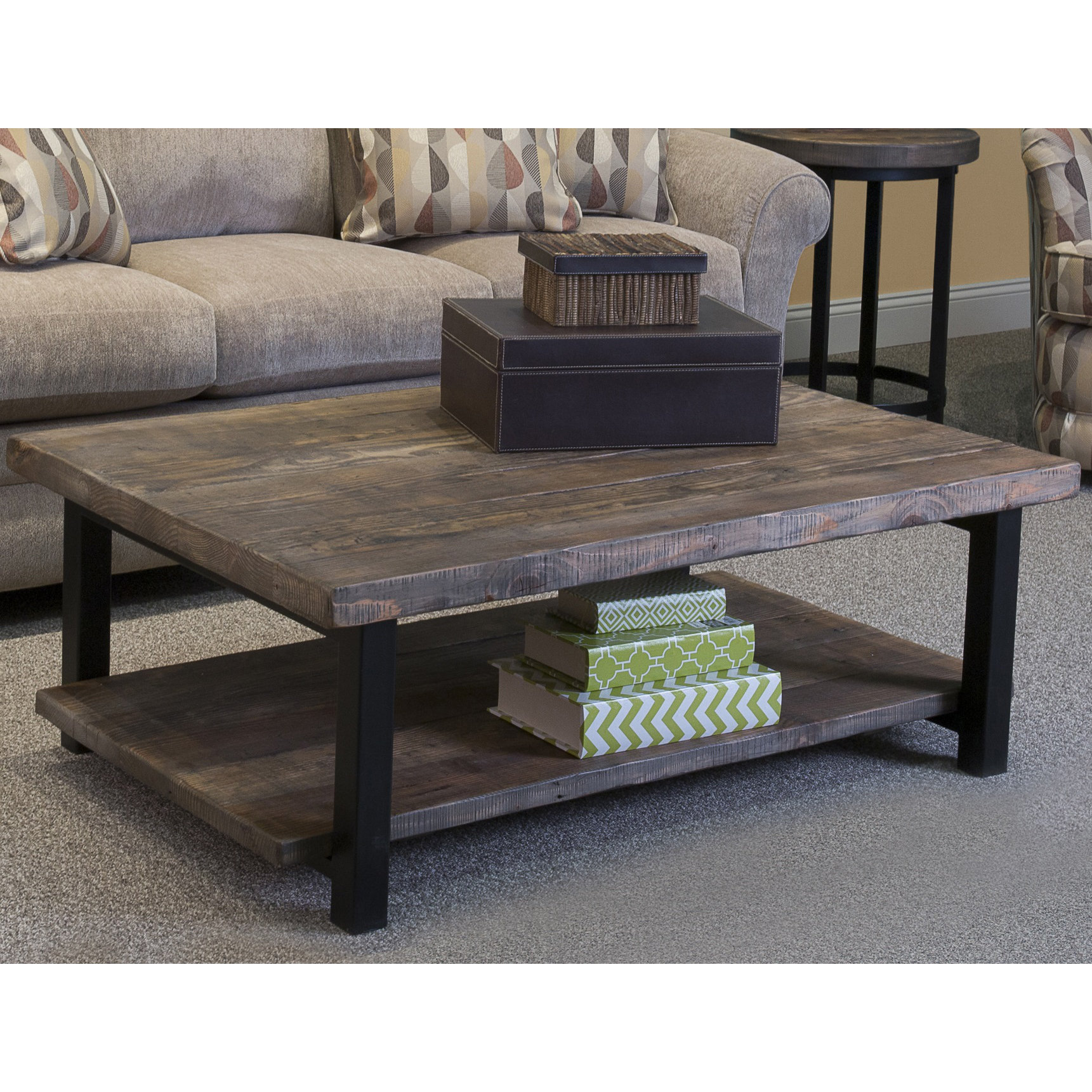 Loon Peak Somers 48"W Reclaimed Wood Metal Coffee Table