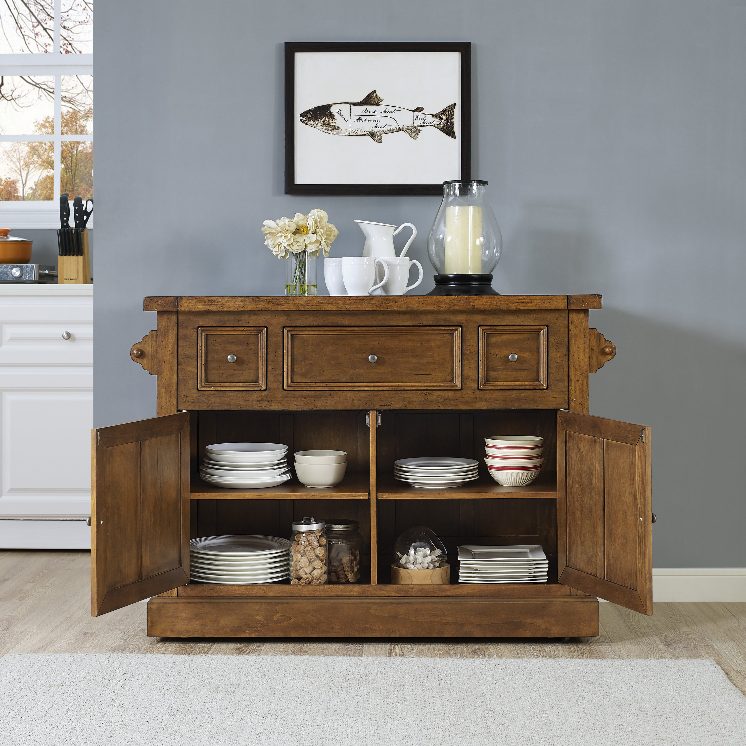 Loon Peak Ordway Kitchen Island with Marble Top & Reviews Wayfair
