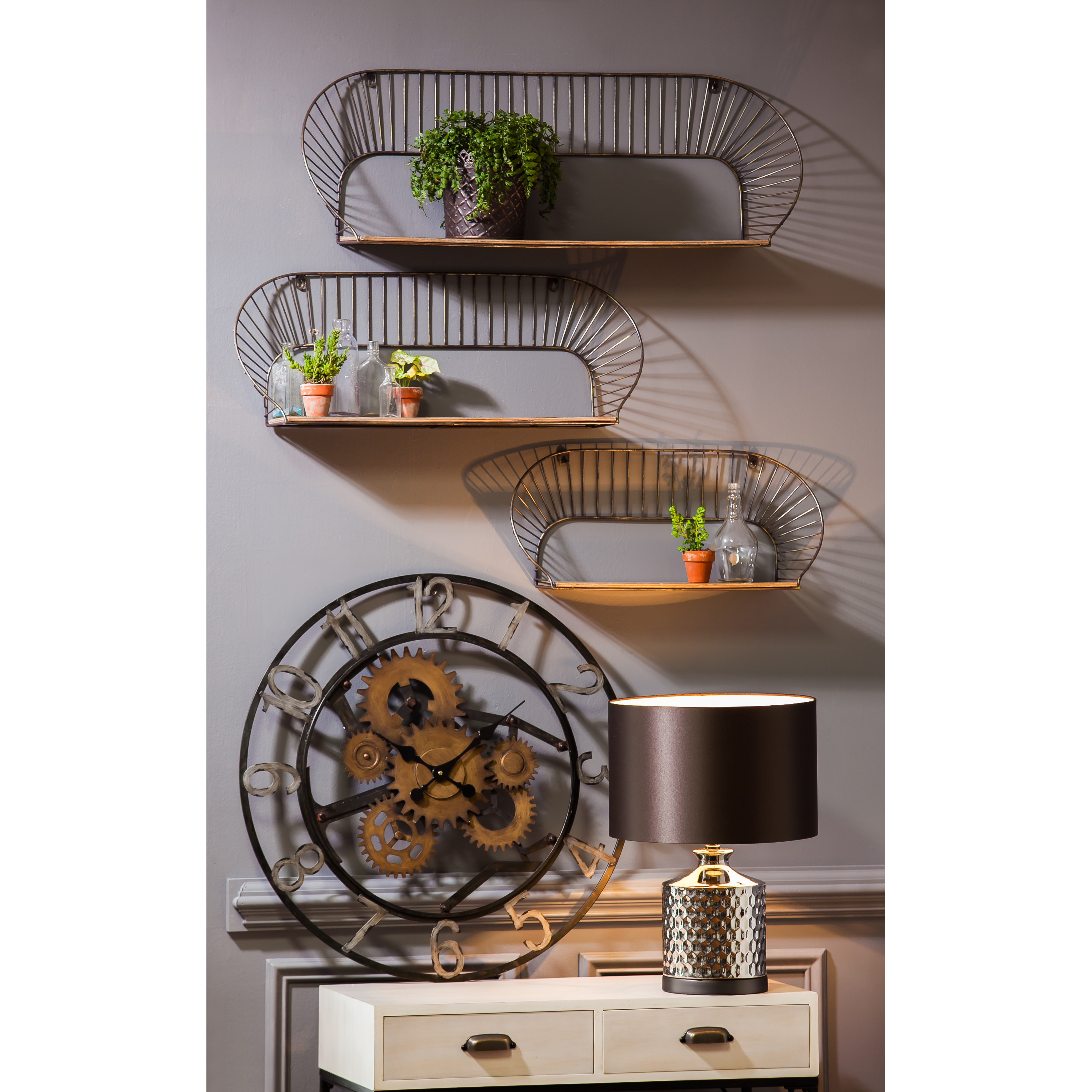 Trent Austin Design 3 Piece Metal and Wood Wall Shelf Set & Reviews