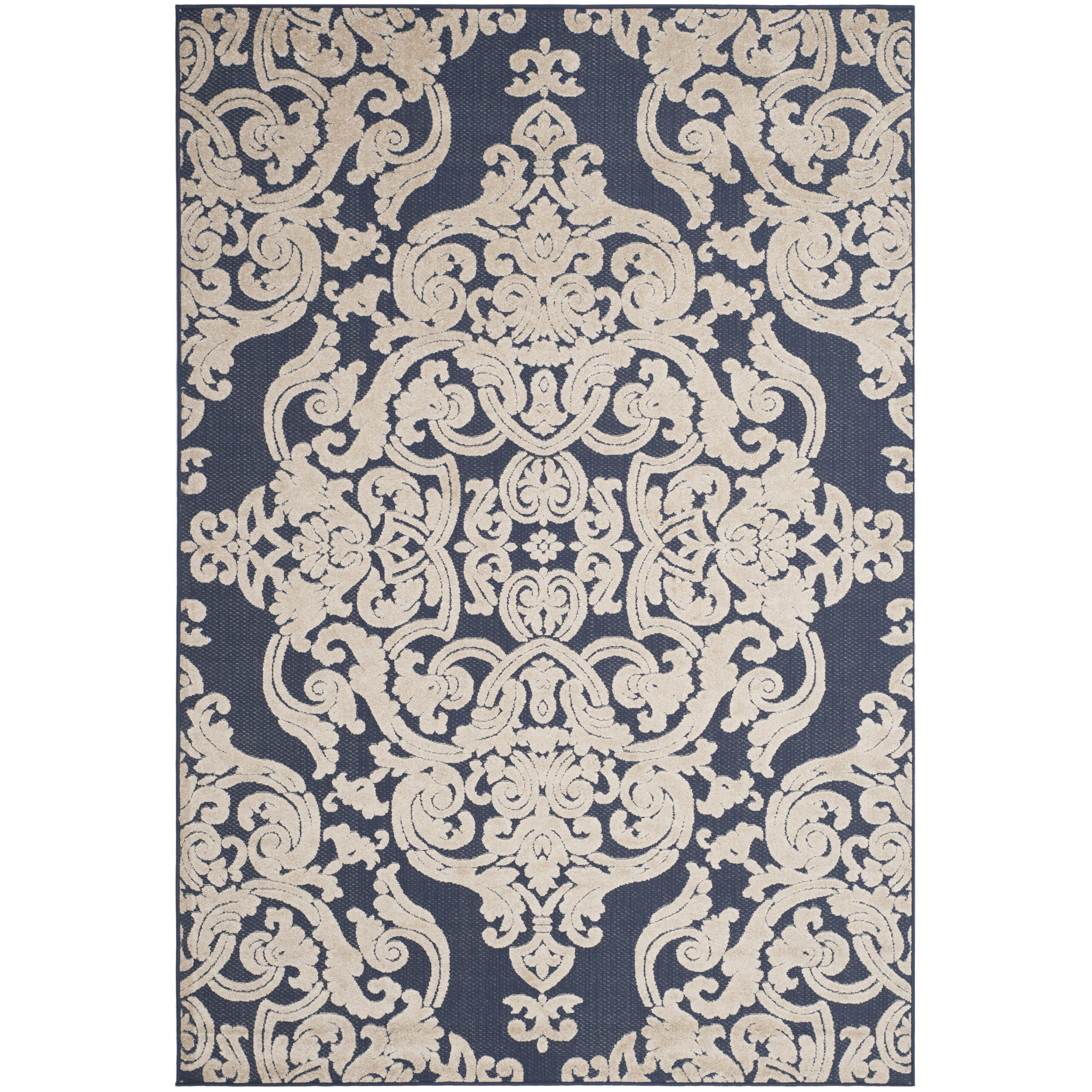 House of Hampton Thaxted Medallion Navy Indoor/Outdoor Area Rug