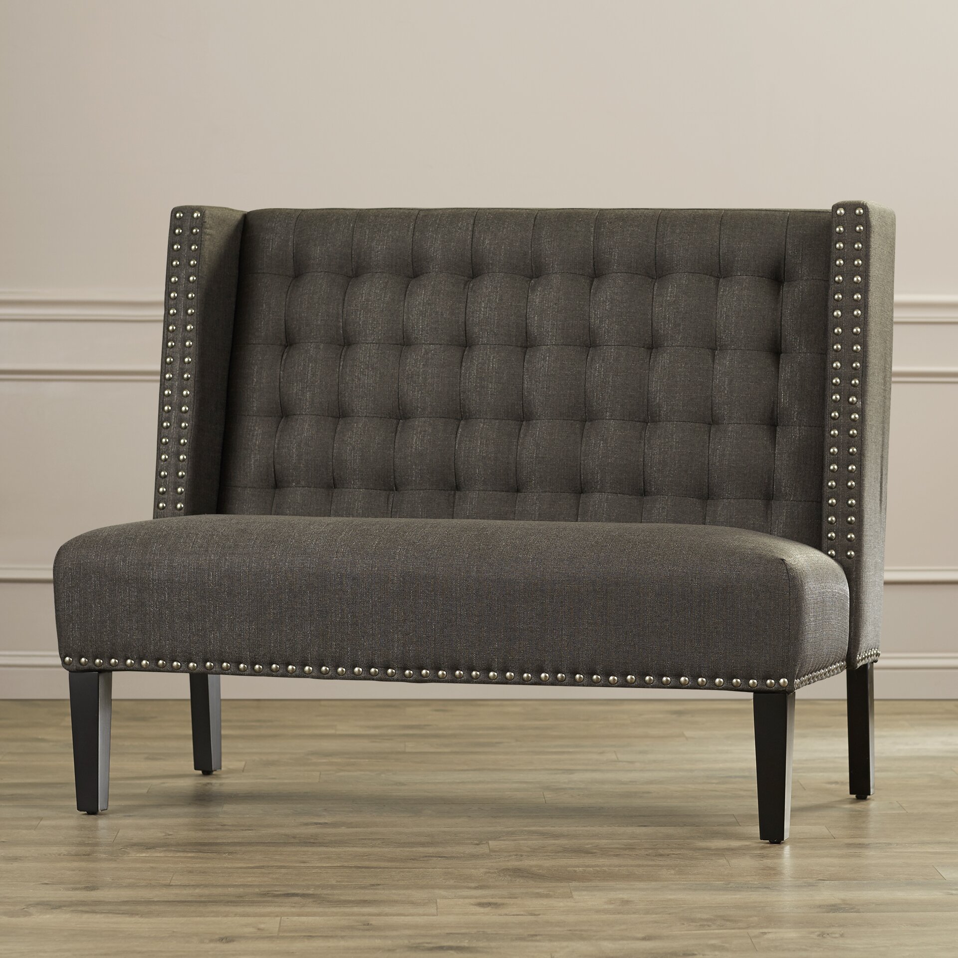 House Of Hampton Aline Upholstered Banquette Bench In Charcoal   House Of Hampton Aline Upholstered Banquette Bench In Charcoal HOHN2393 