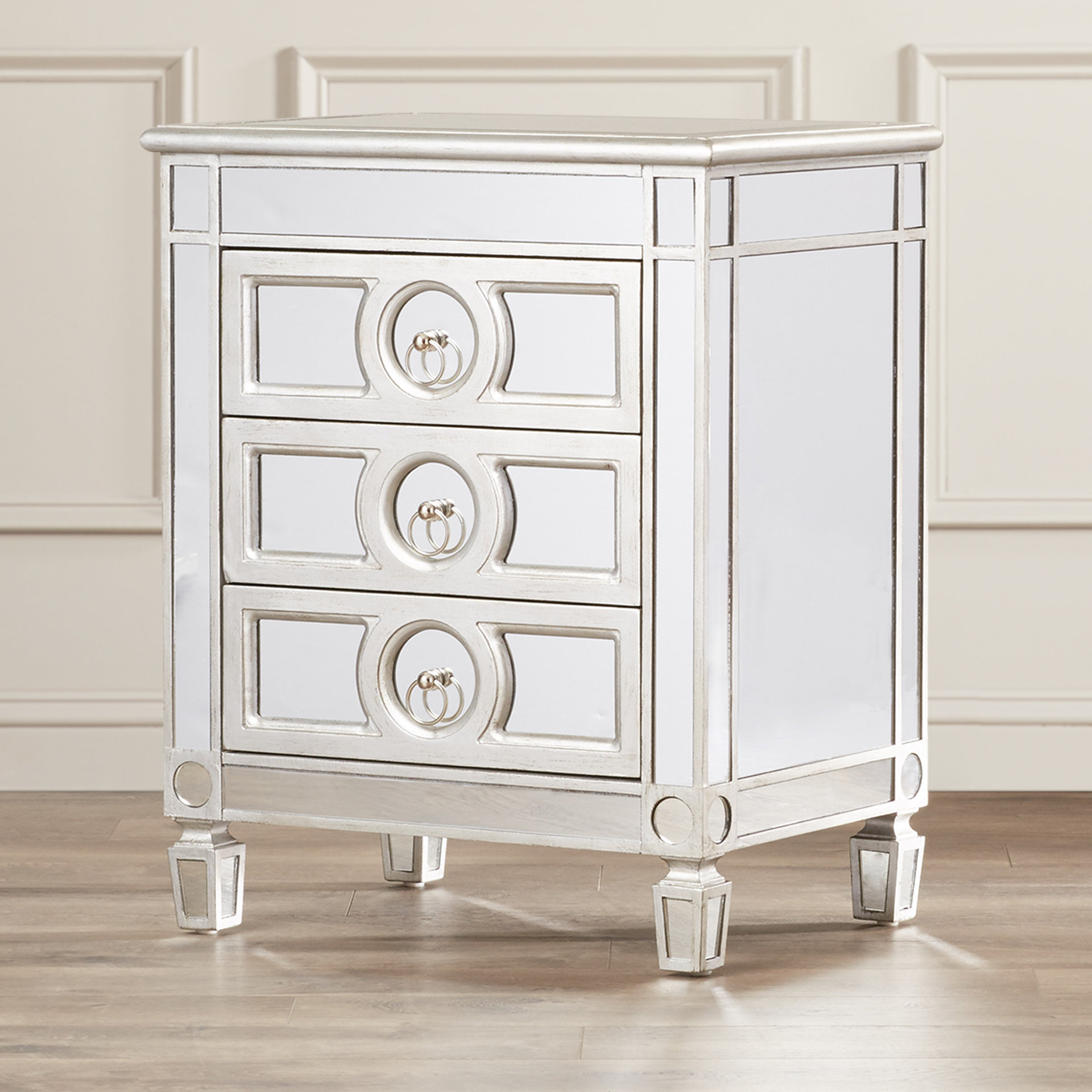 House of Hampton Rhiannon Mirrored 3 Drawer Accent Chest & Reviews