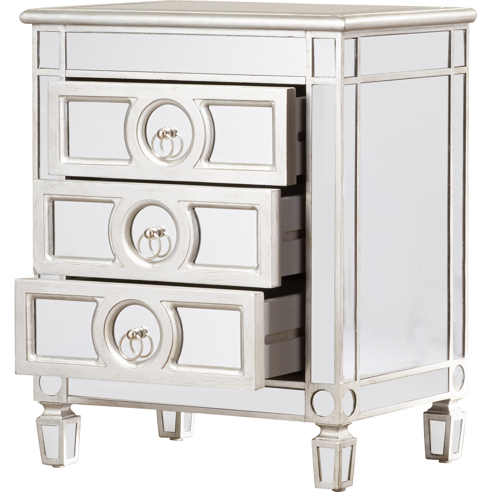 House of Hampton Rhiannon Mirrored 3 Drawer Accent Chest & Reviews