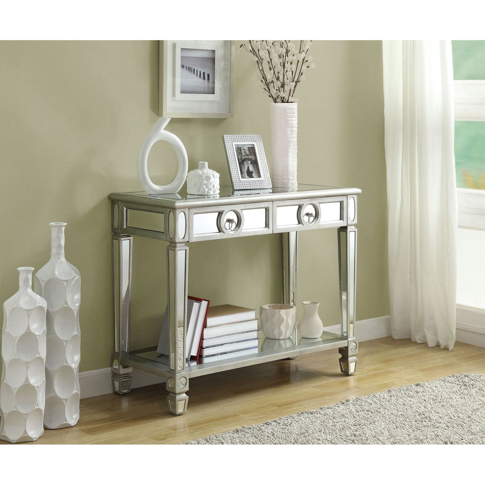 House of Hampton Ripley 2 Drawer Mirrored Console Table & Reviews Wayfair