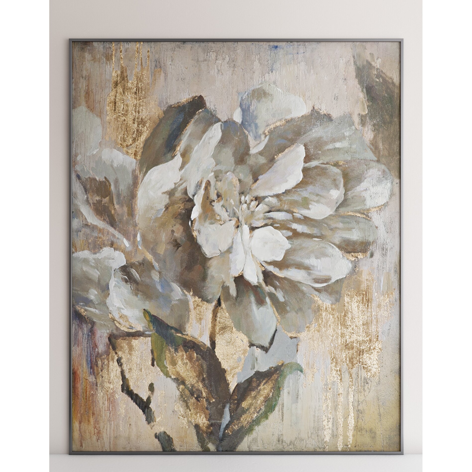 House of Hampton Dazzling Floral Art Framed Painting Print on Canvas ...