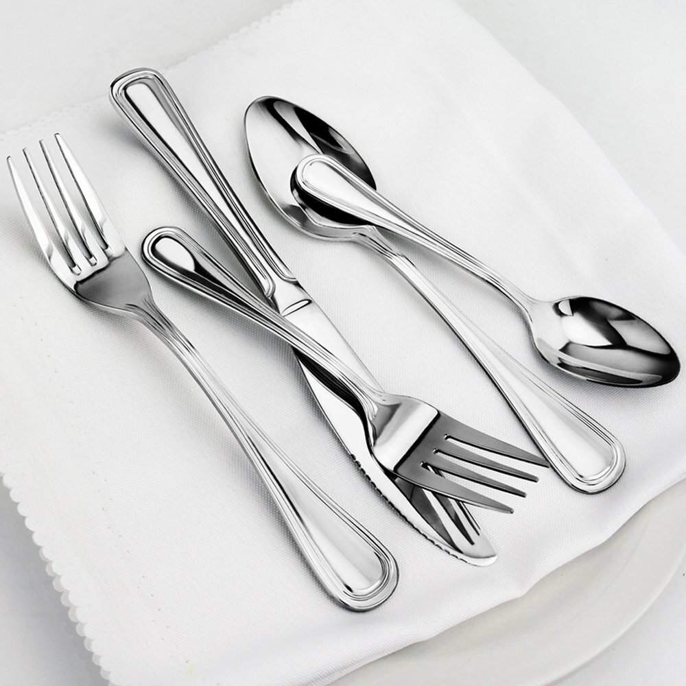 New Star Foodservice Slimline 60 Piece Stainless Steel Flatware Set   Slimline 60 Piece Stainless Steel Flatware Set 58871 