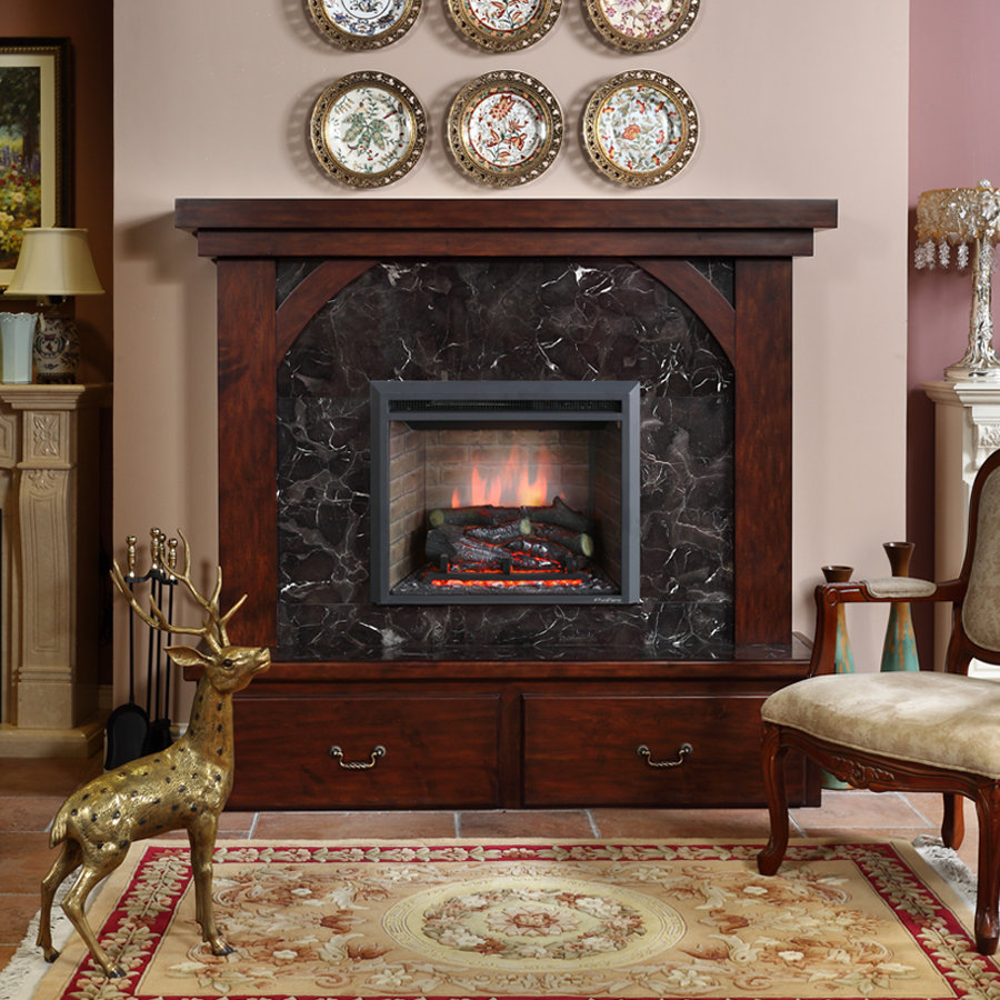 Puraflame 33" Black 750/1500W Western Wall Mount Electric Fireplace Insert & Reviews Wayfair