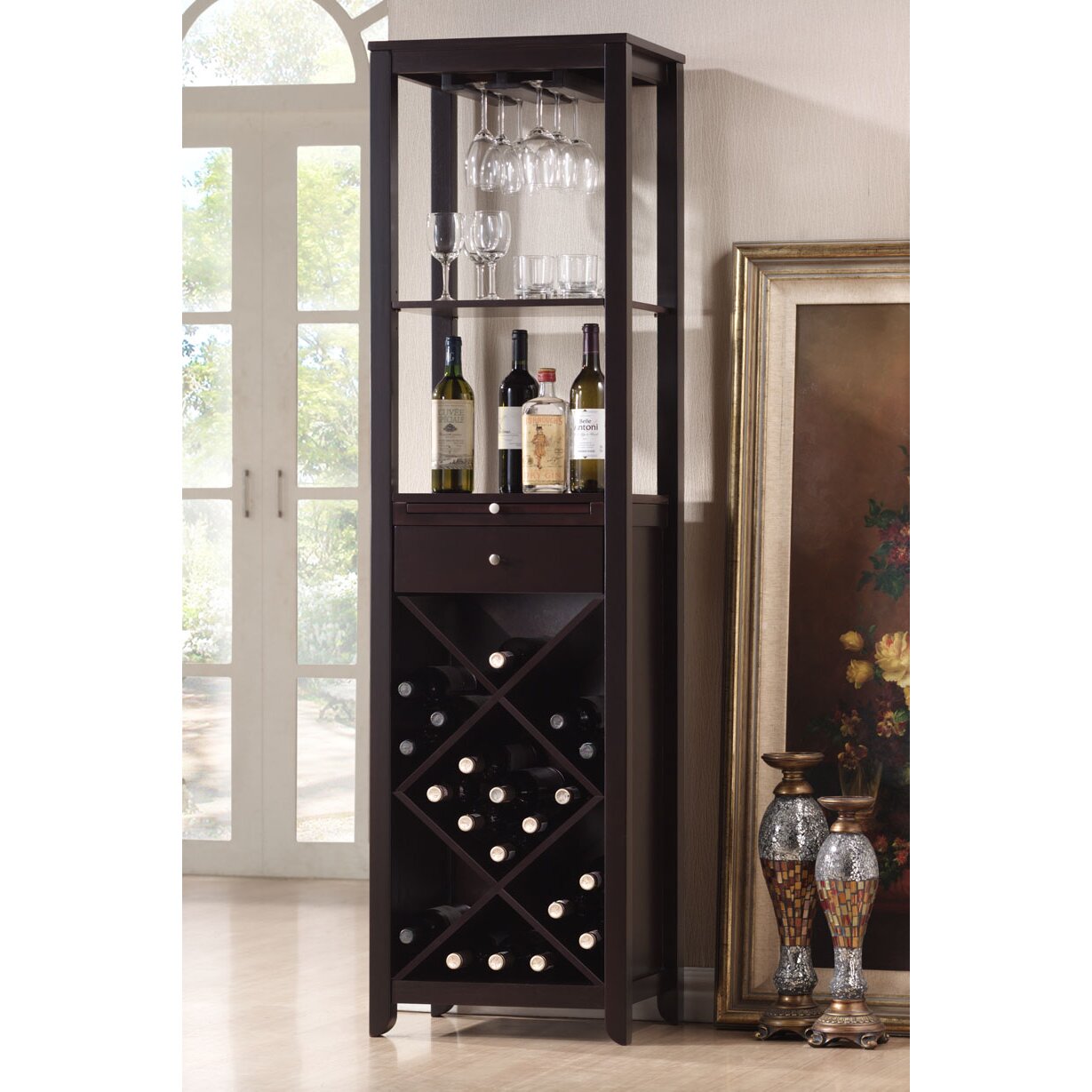 Roundhill Furniture Arles 28 Bottle Floor Wine & Reviews Wayfair