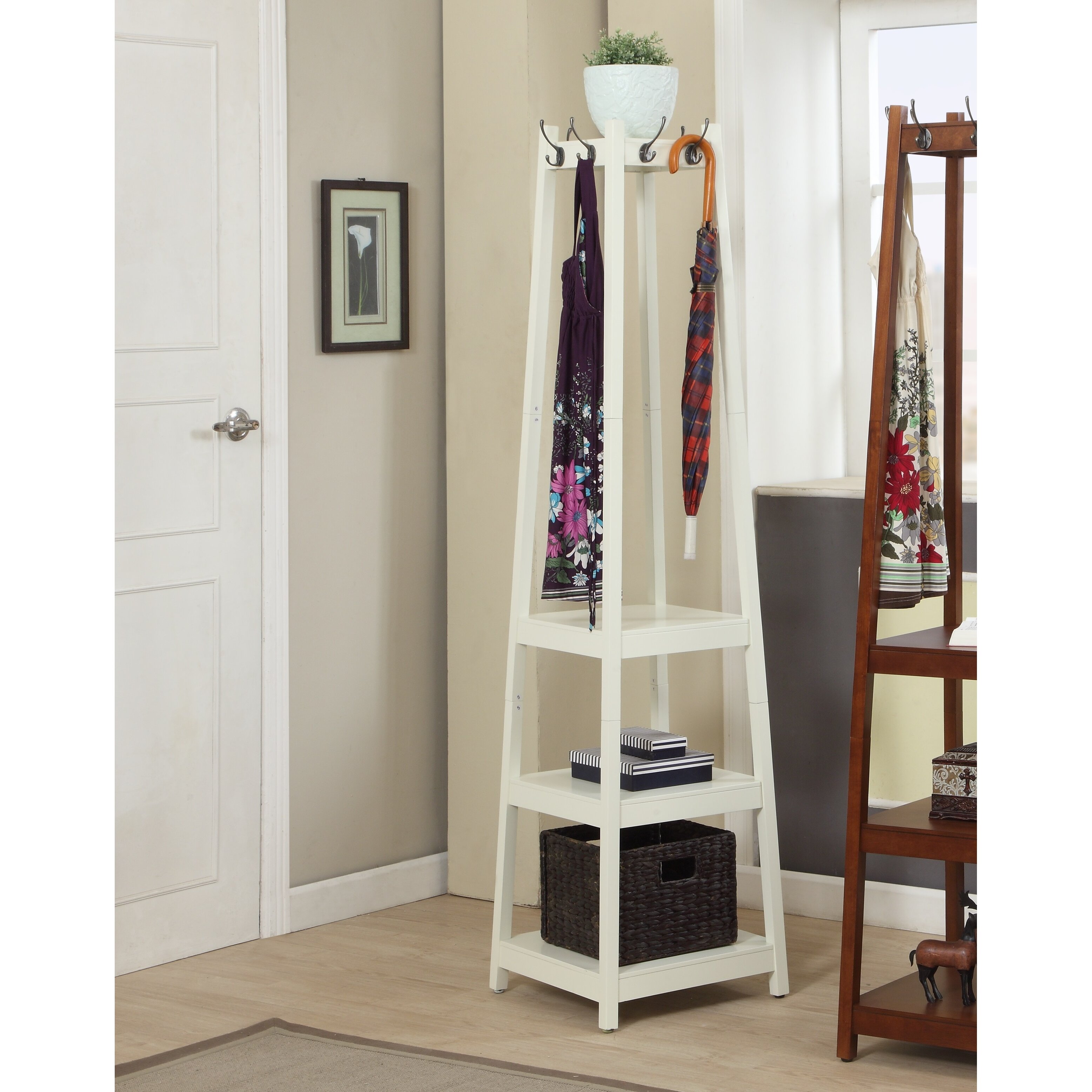 Roundhill Furniture Vassen 3-Tier Storage Shelve Coat Rack & Reviews ...