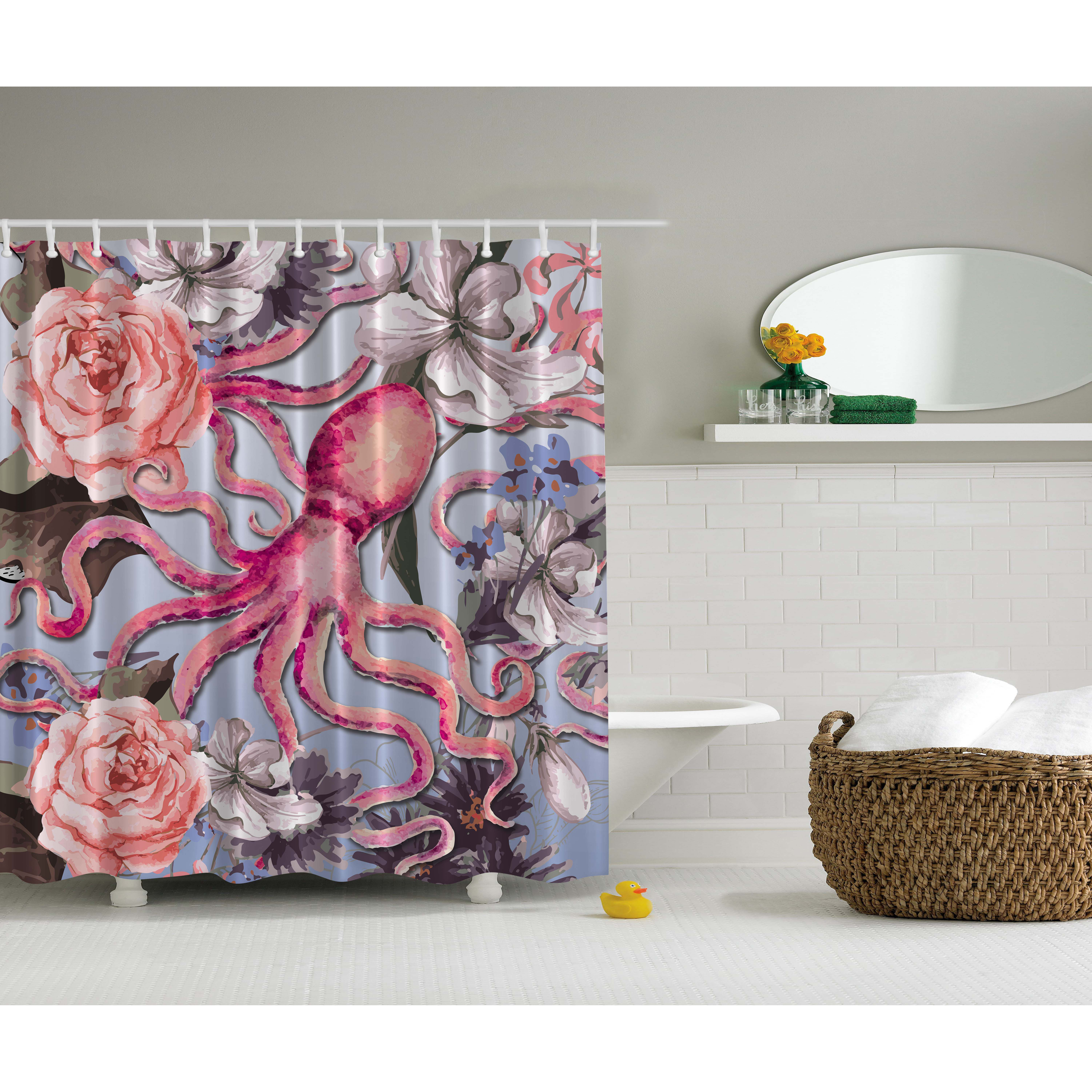 Ambesonne Octopus N' Roses Print Shower Curtain & Reviews Wayfair