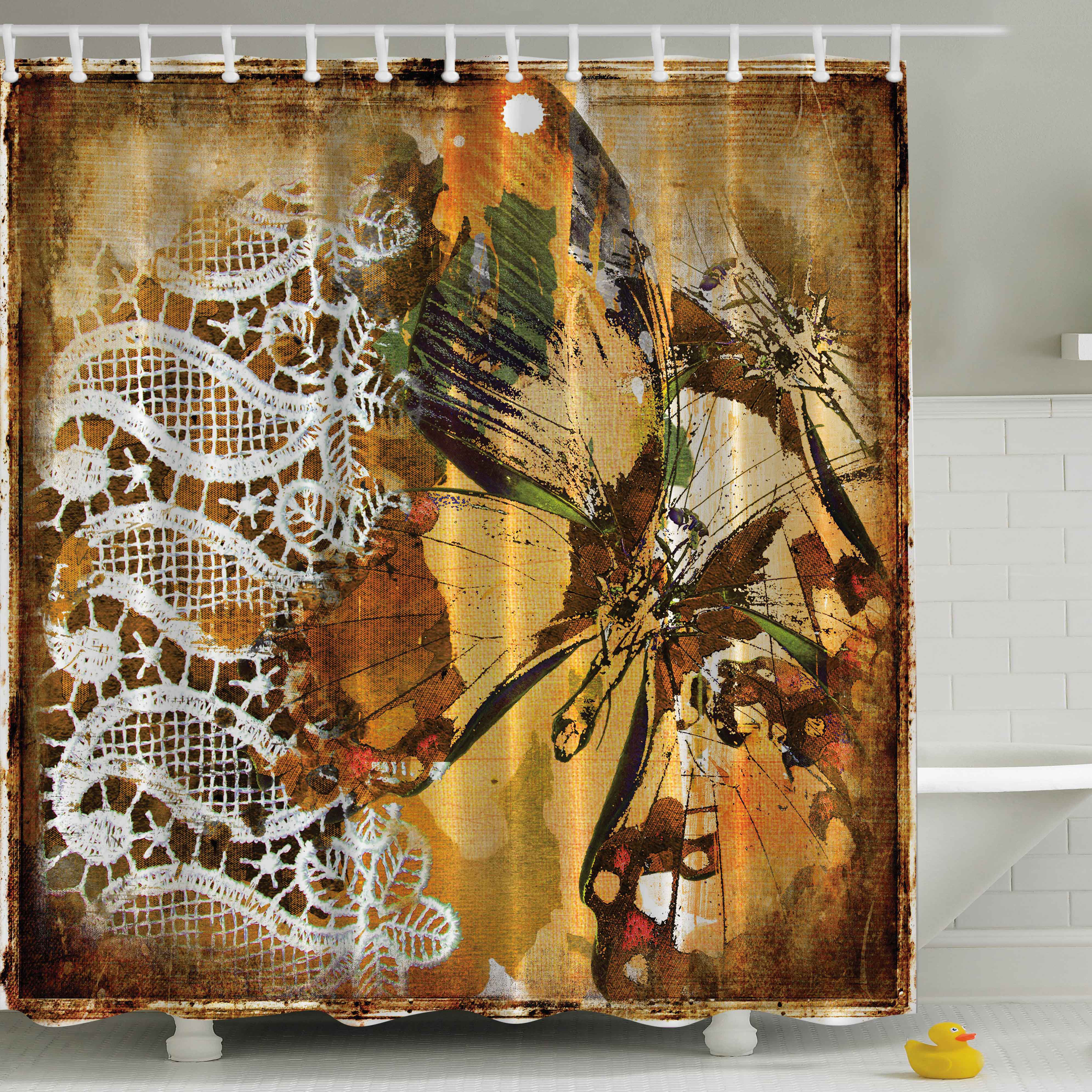 Ambesonne Vintage Lace with British Butterfly Print Shower Curtain & Reviews Wayfair