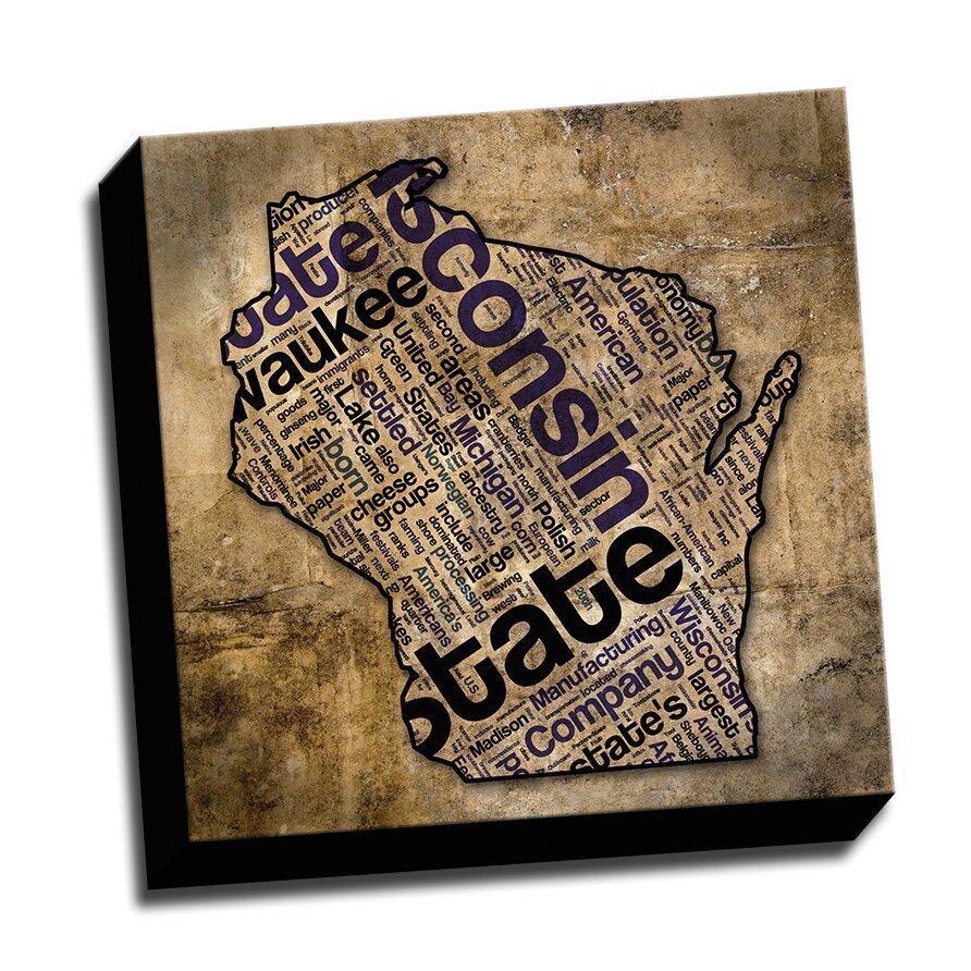 Picture it on Canvas Grunge State Typography Wisconsin ...