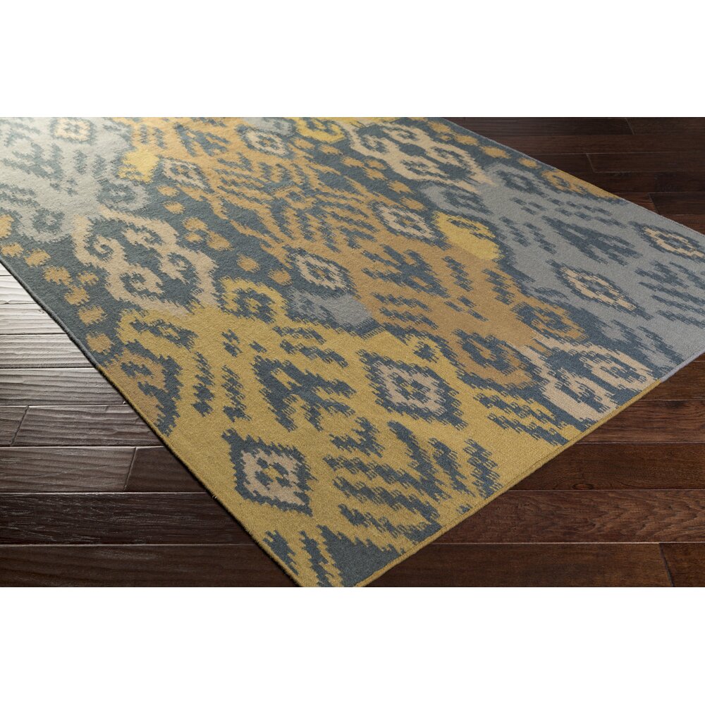 Bungalow Rose Jardine Hand-Woven Teal/Gold Area Rug | Wayfair