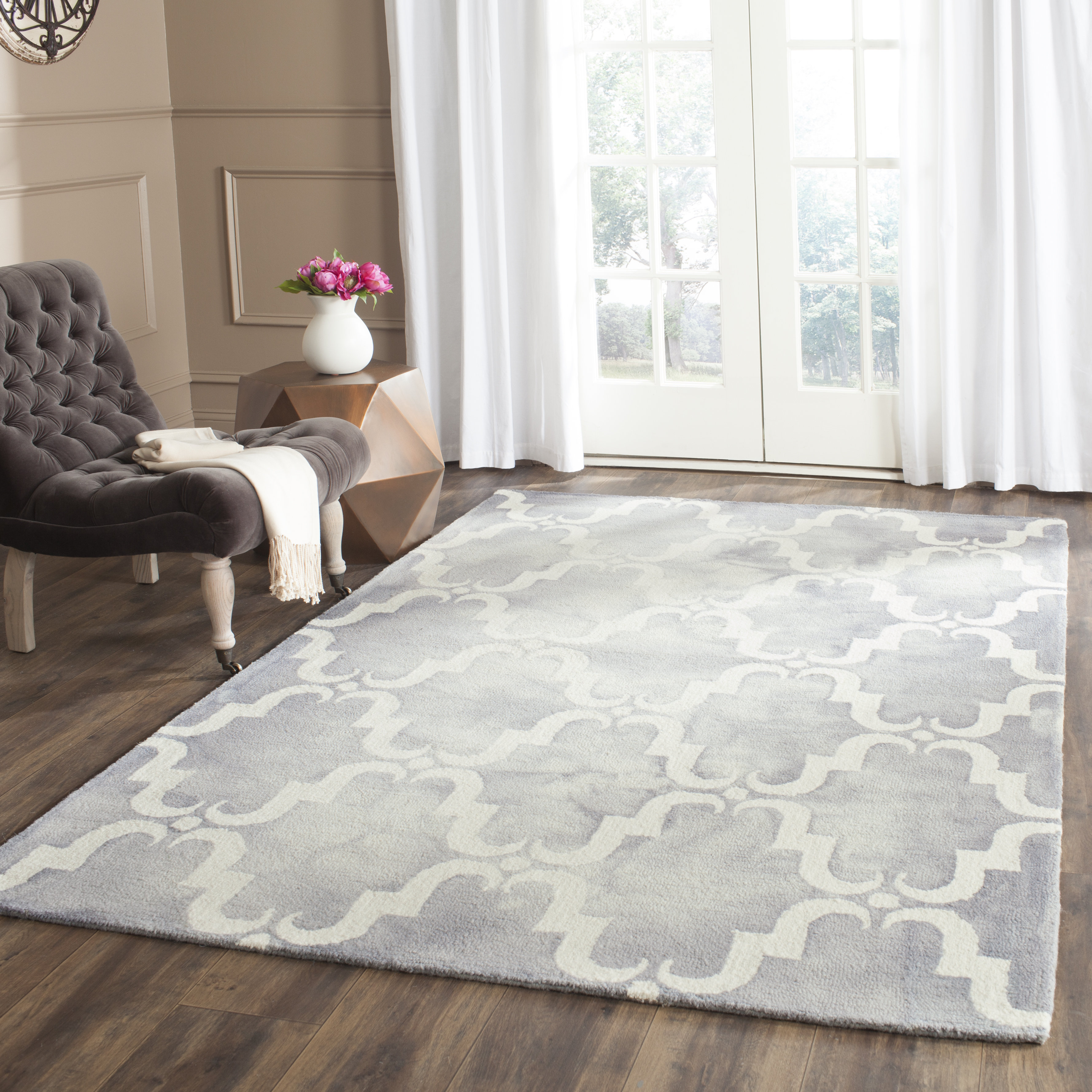 Bungalow Rose HandTufted Dip Dye Gray/Ivory Area Rug & Reviews Wayfair
