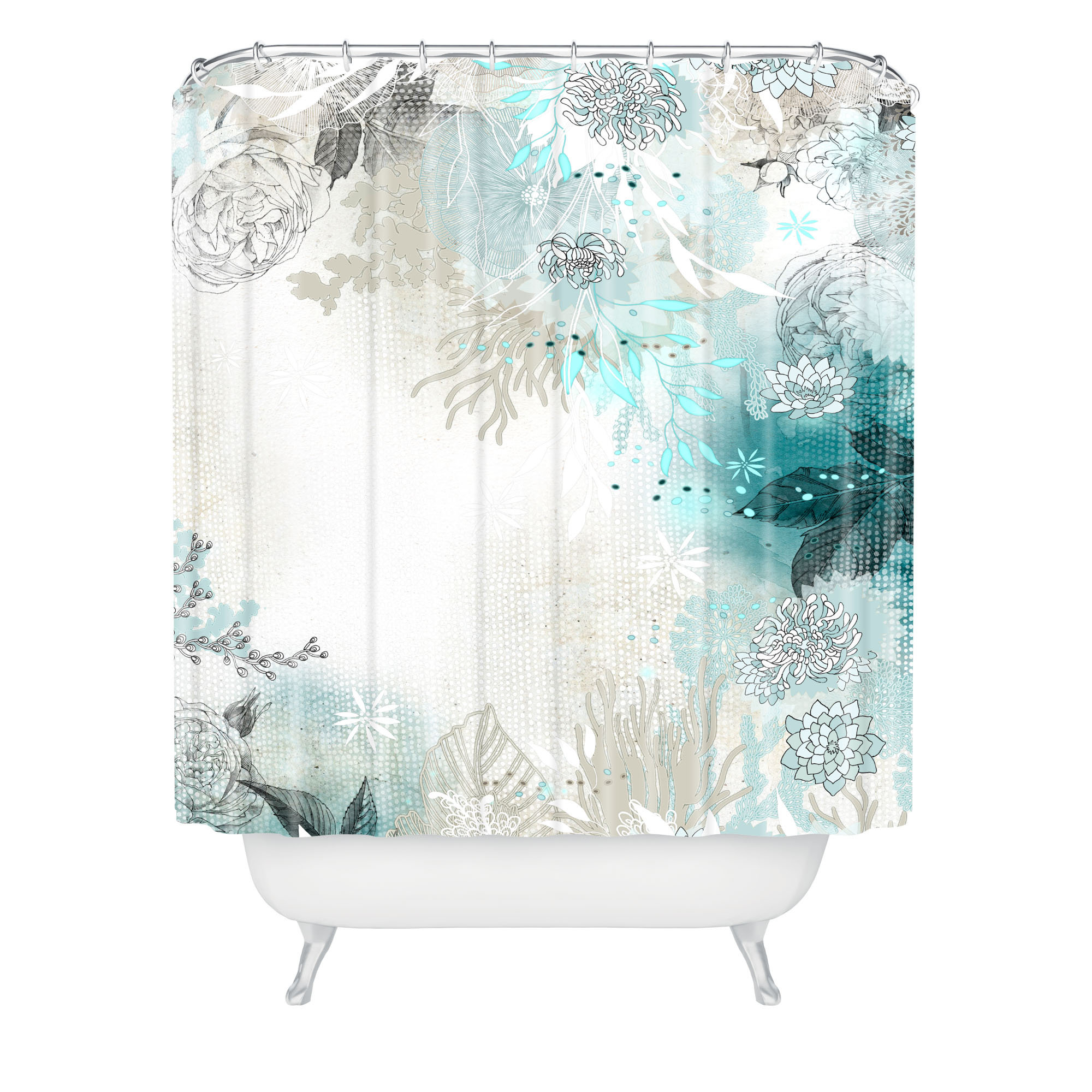 Bungalow Rose Terra Seafoam Extra Long Shower Curtain & Reviews