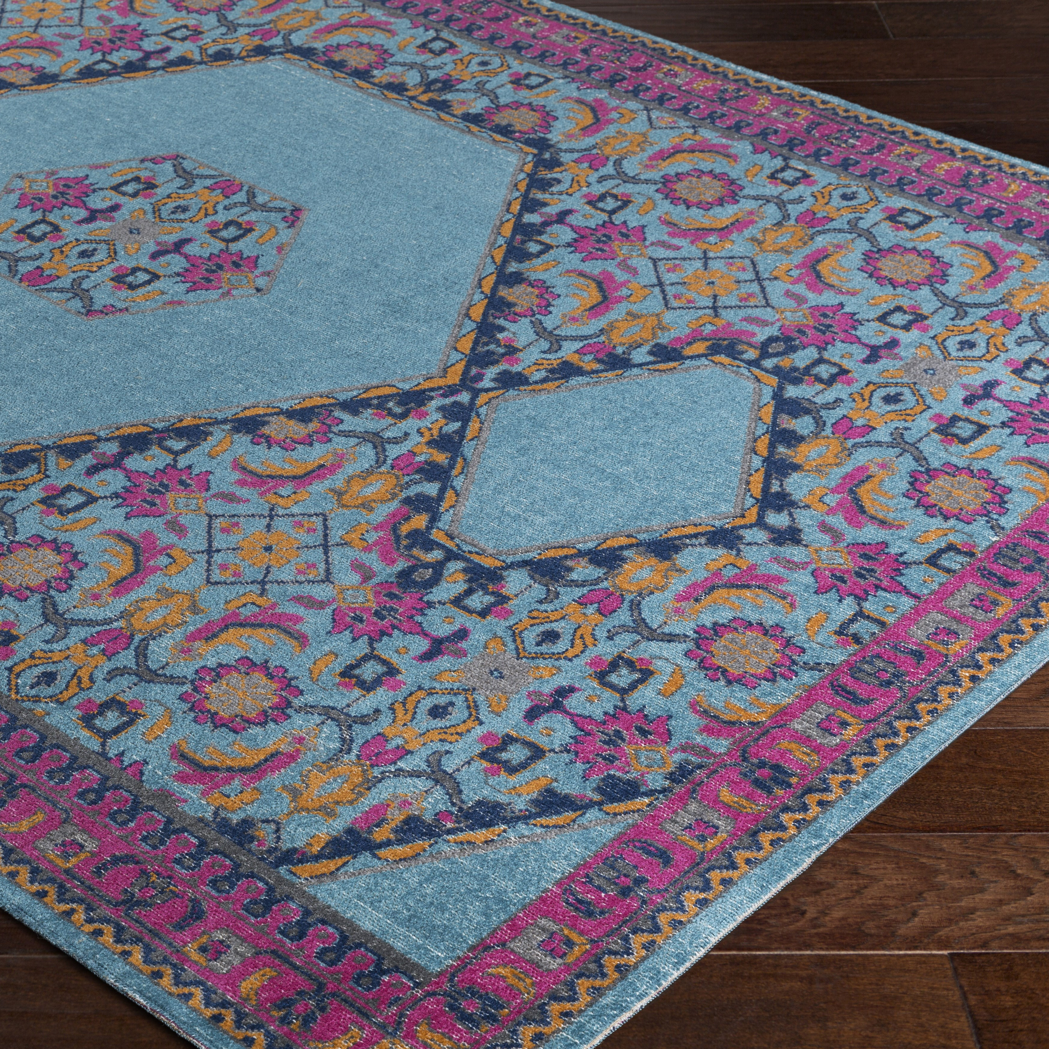 Bungalow Rose Randhir Blue/Pink Area Rug & Reviews Wayfair