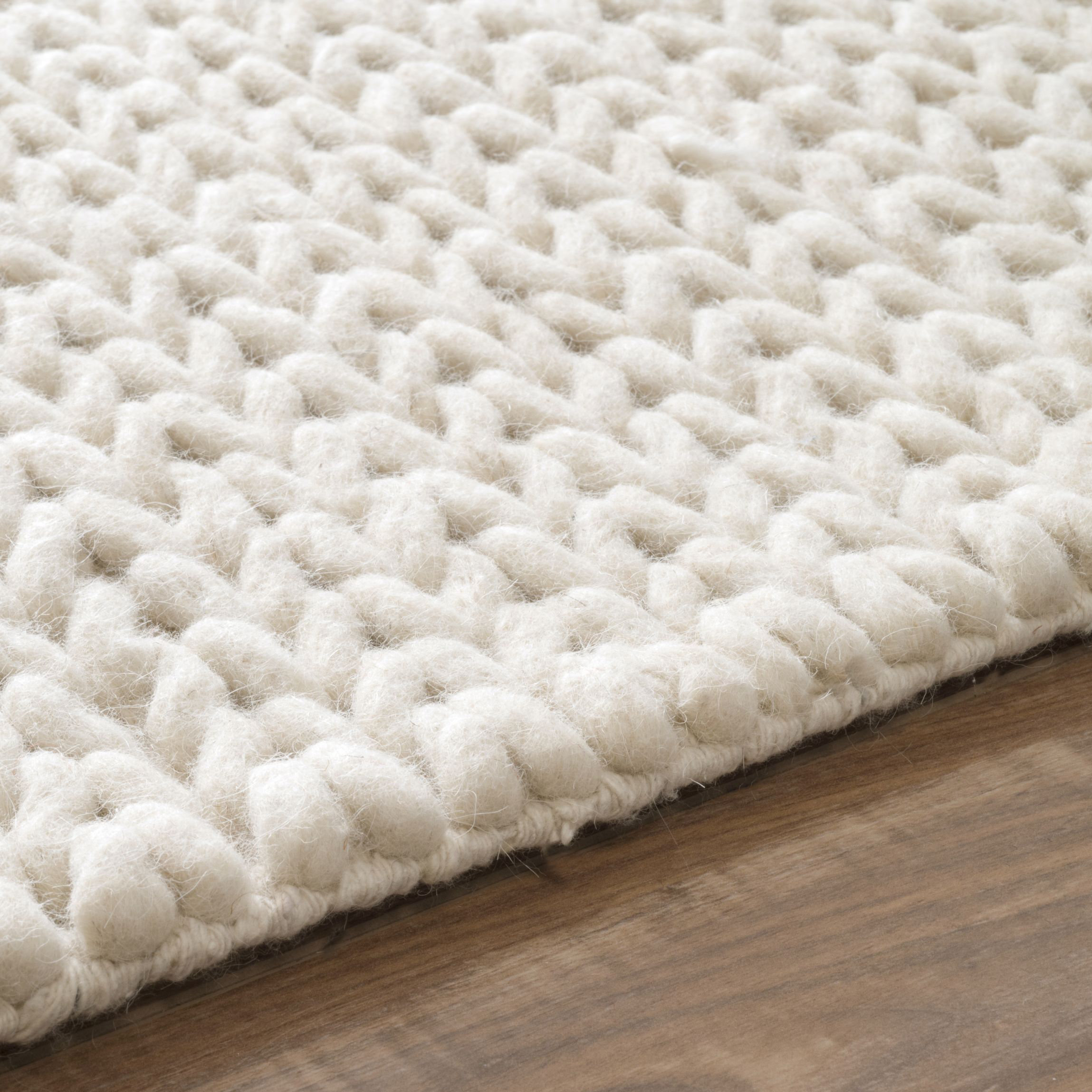 Bungalow Rose Zayan Meika Ivory Chunky Wool Cable Area Rug ...
