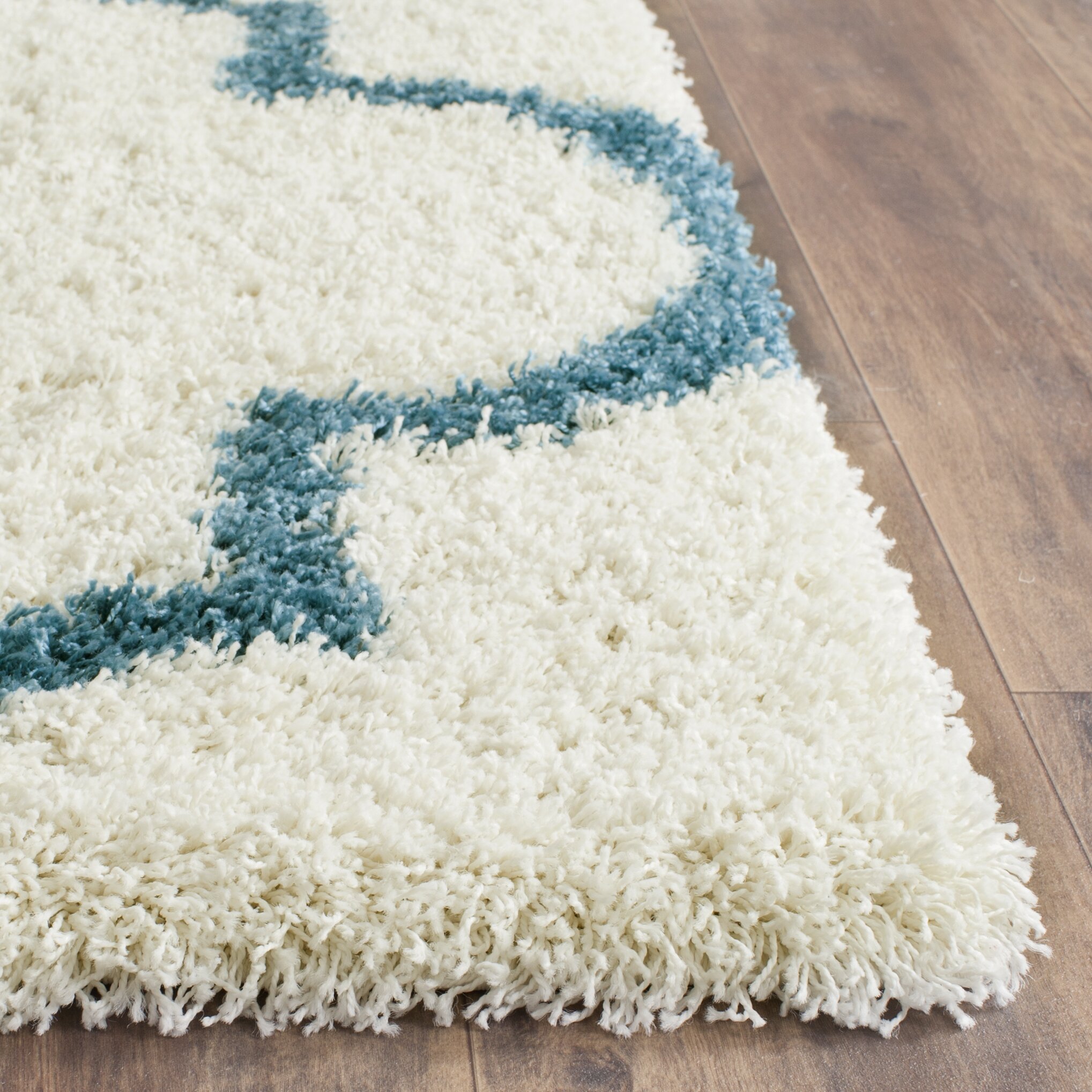 Viv + Rae Kids Ivory & Blue Shag Area Rug & Reviews | Wayfair