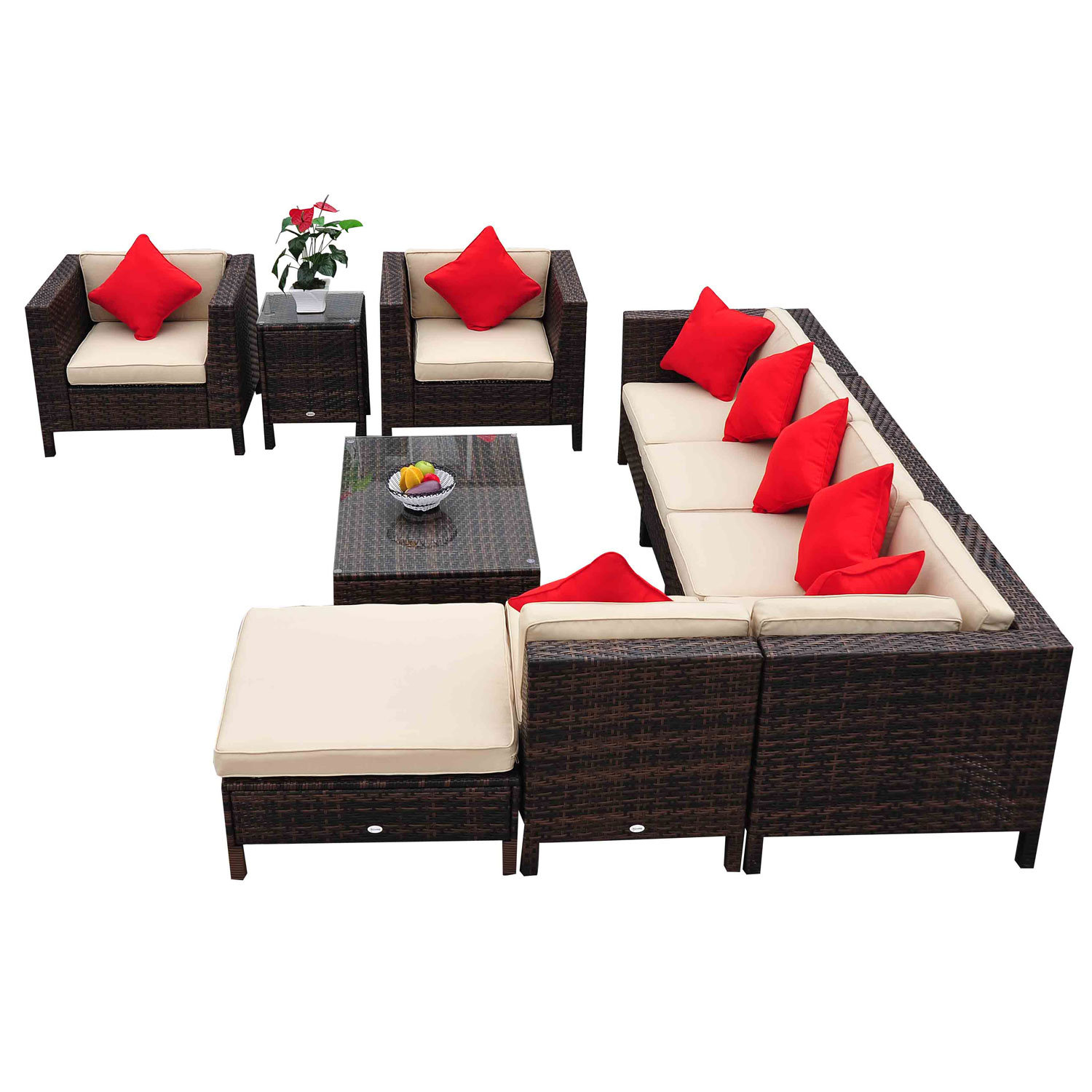 Outsunny 9 Piece Lounge Seating Group with Cushions & Reviews Wayfair