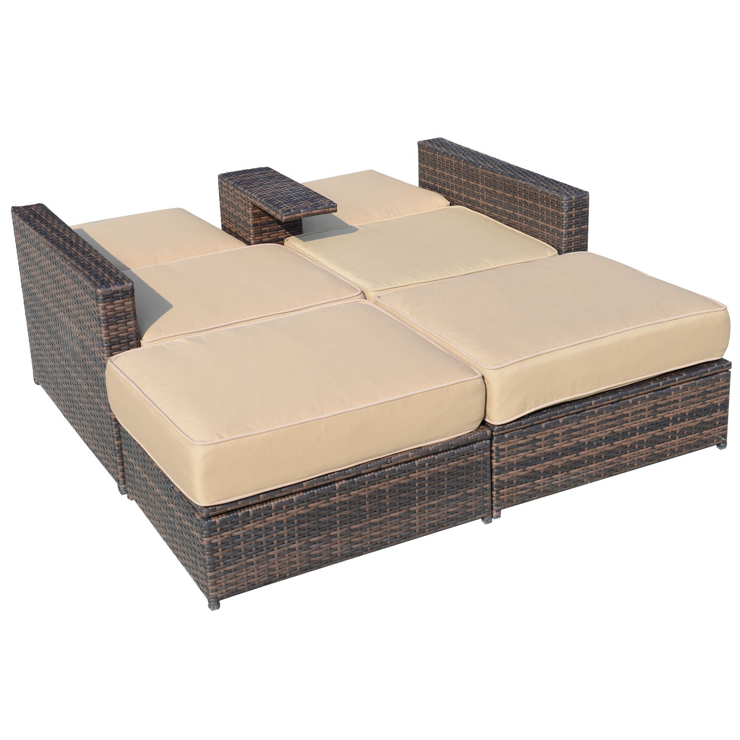 Outsunny 4 Piece Double Chaise Lounge with Cushion & Reviews | Wayfair