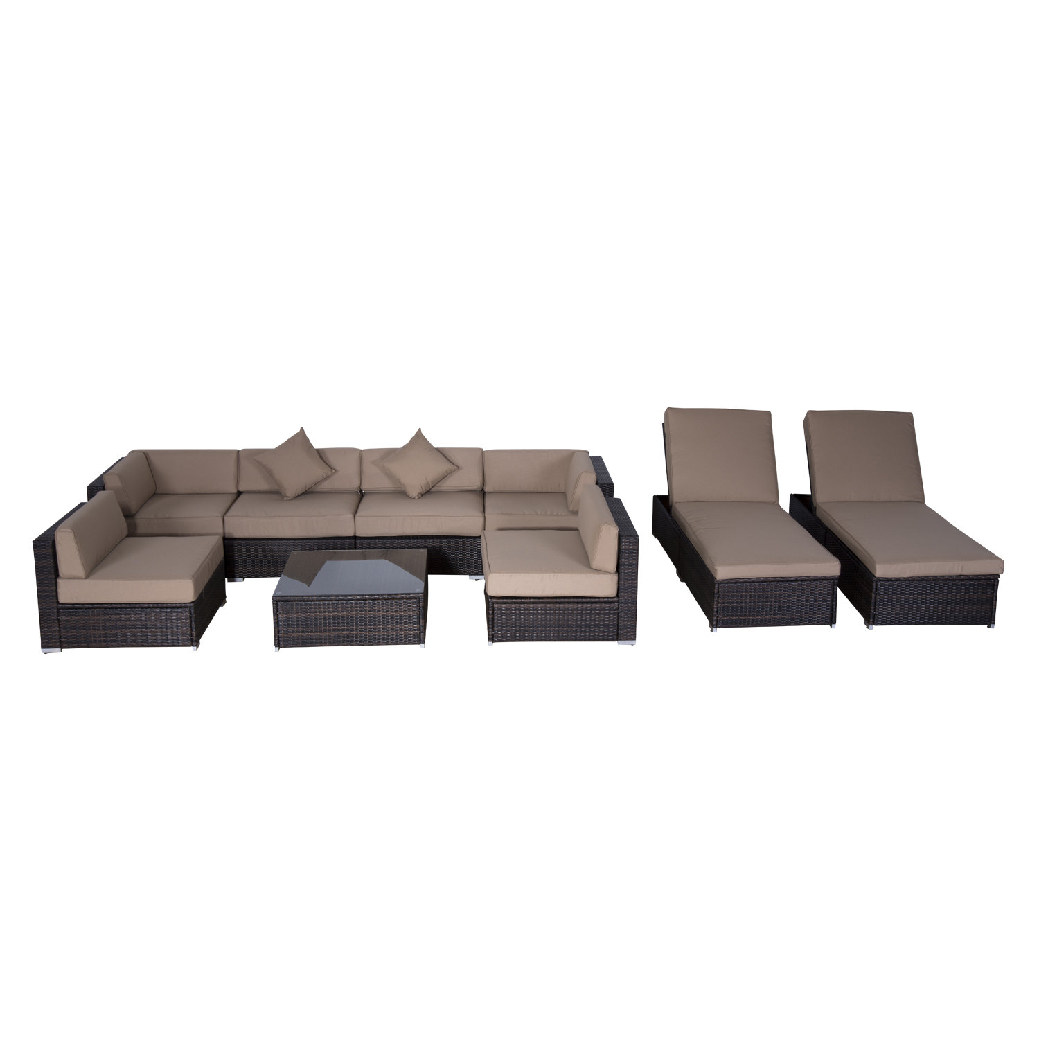 Outsunny Outsunny 9 Piece Seating Group with Cushions ...