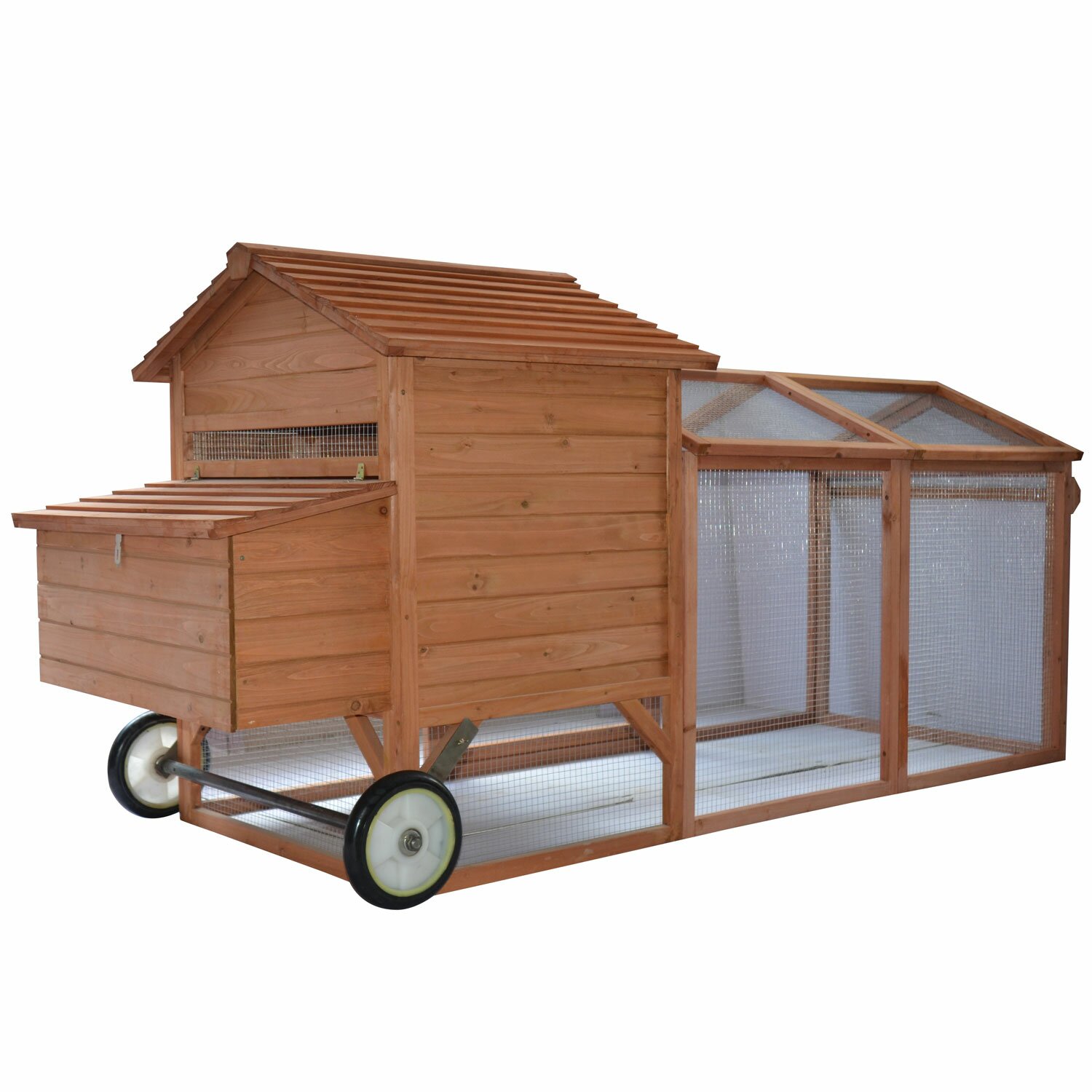 Pawhut Wheeled Tractor Hen House Chicken Coop with Chicken 