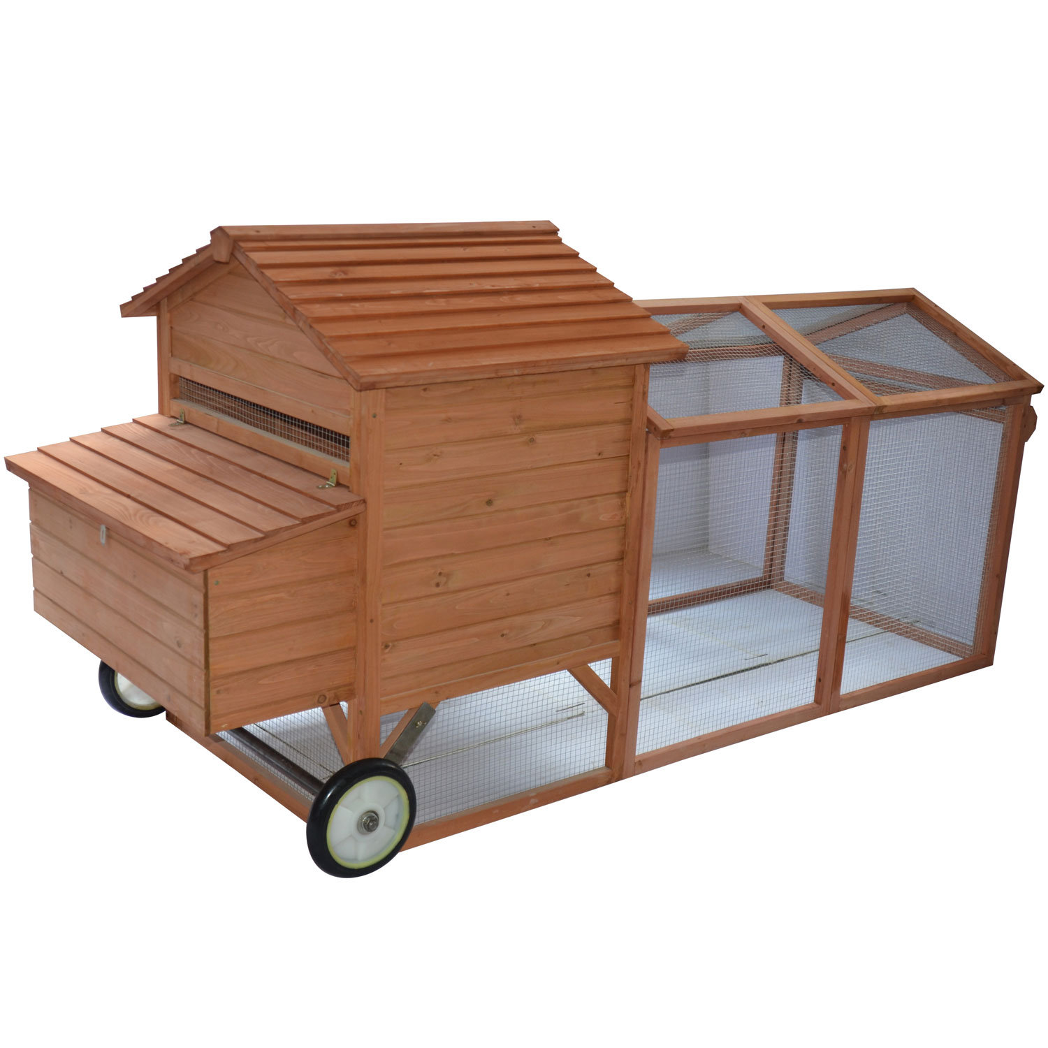 Pawhut Wheeled Tractor Hen House Chicken Coop with Chicken Run