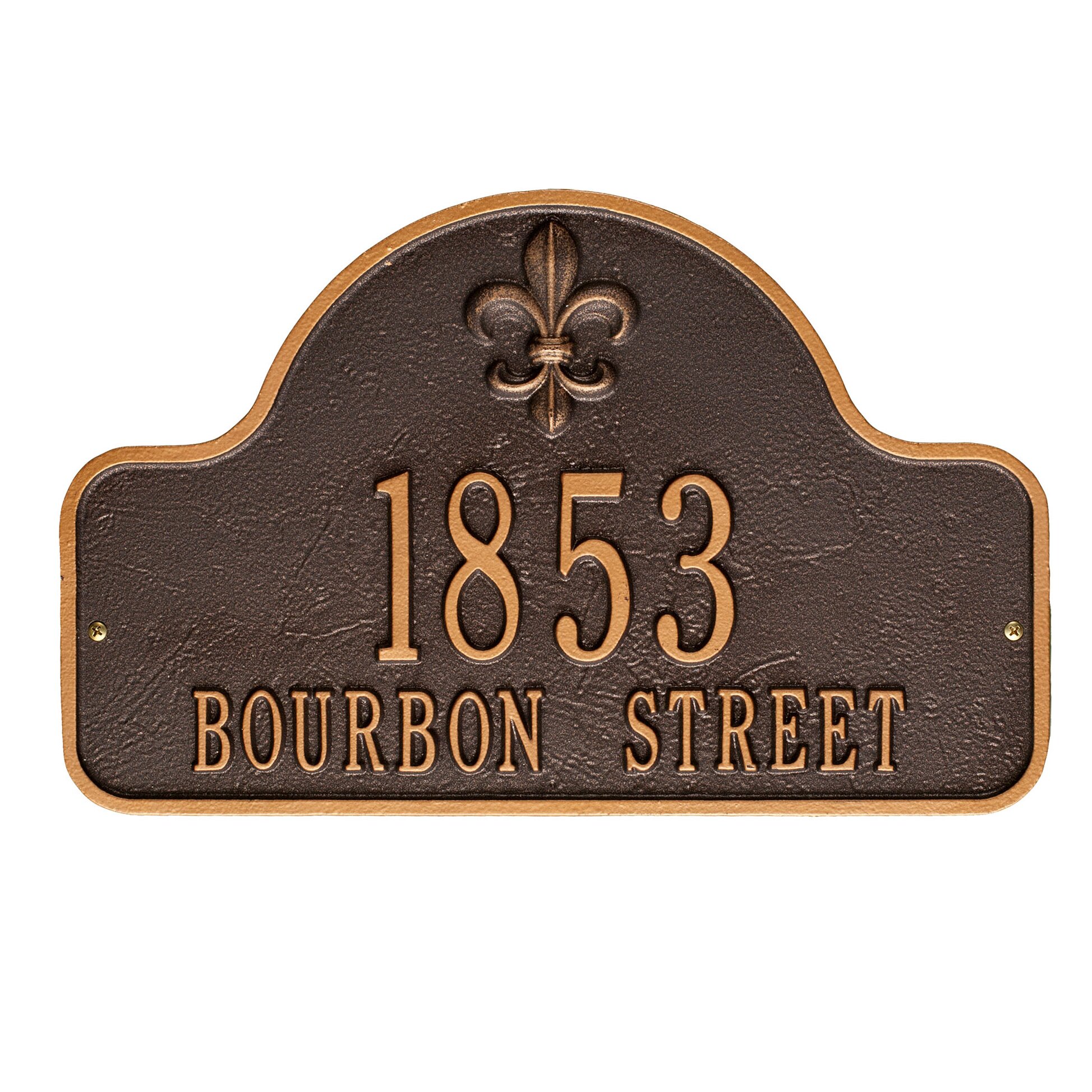 Old Century Forge Lexy Fleur-de-lis Wall 2 Line Arch Address Plaque ...