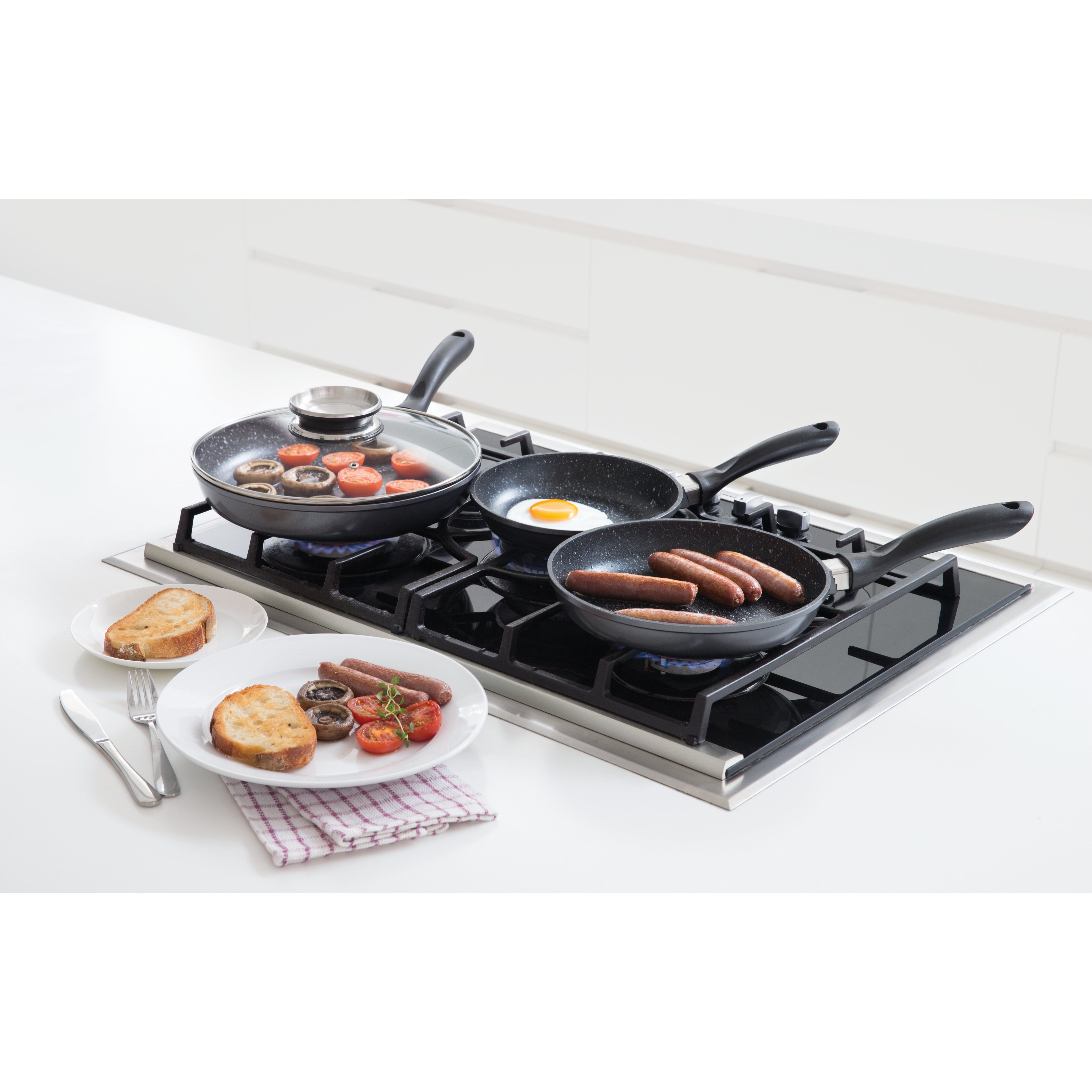 Regis Stone Pans by JML 3Piece NonStick Frying Pan Set with Lid