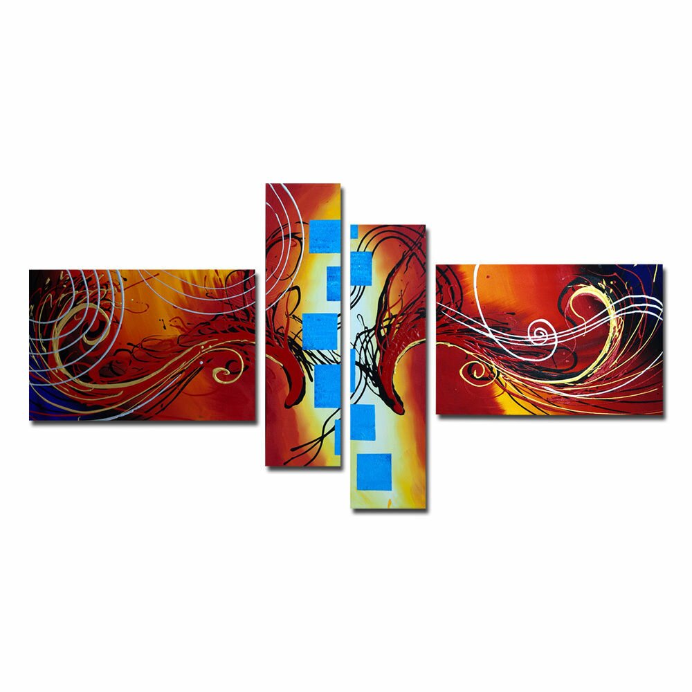 DesignArt Modern Abstract 4 Piece Original Painting on Canvas Set | Wayfair