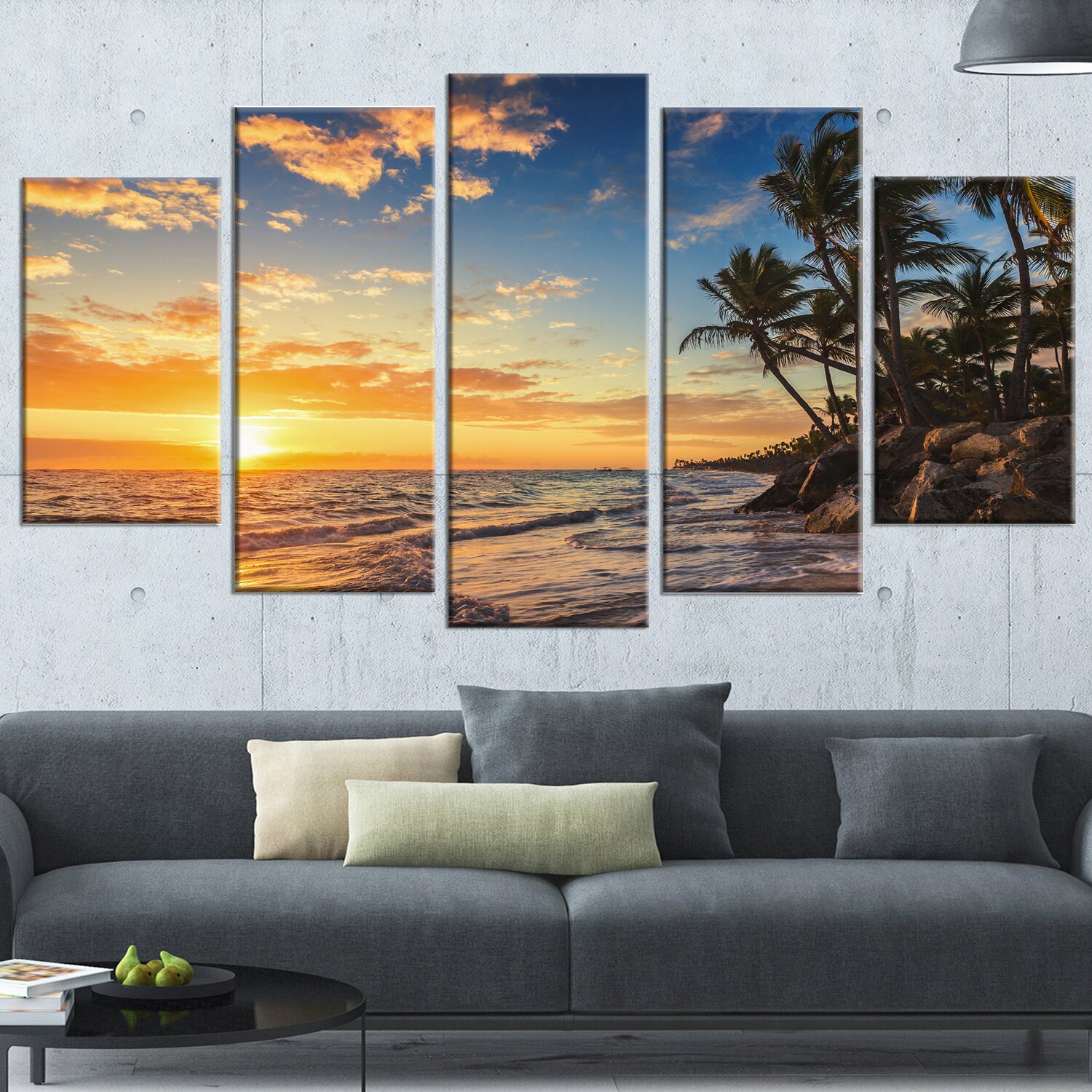 DesignArt 'Paradise Tropical Island Beach with Palms' 5 Piece Wall Art ...