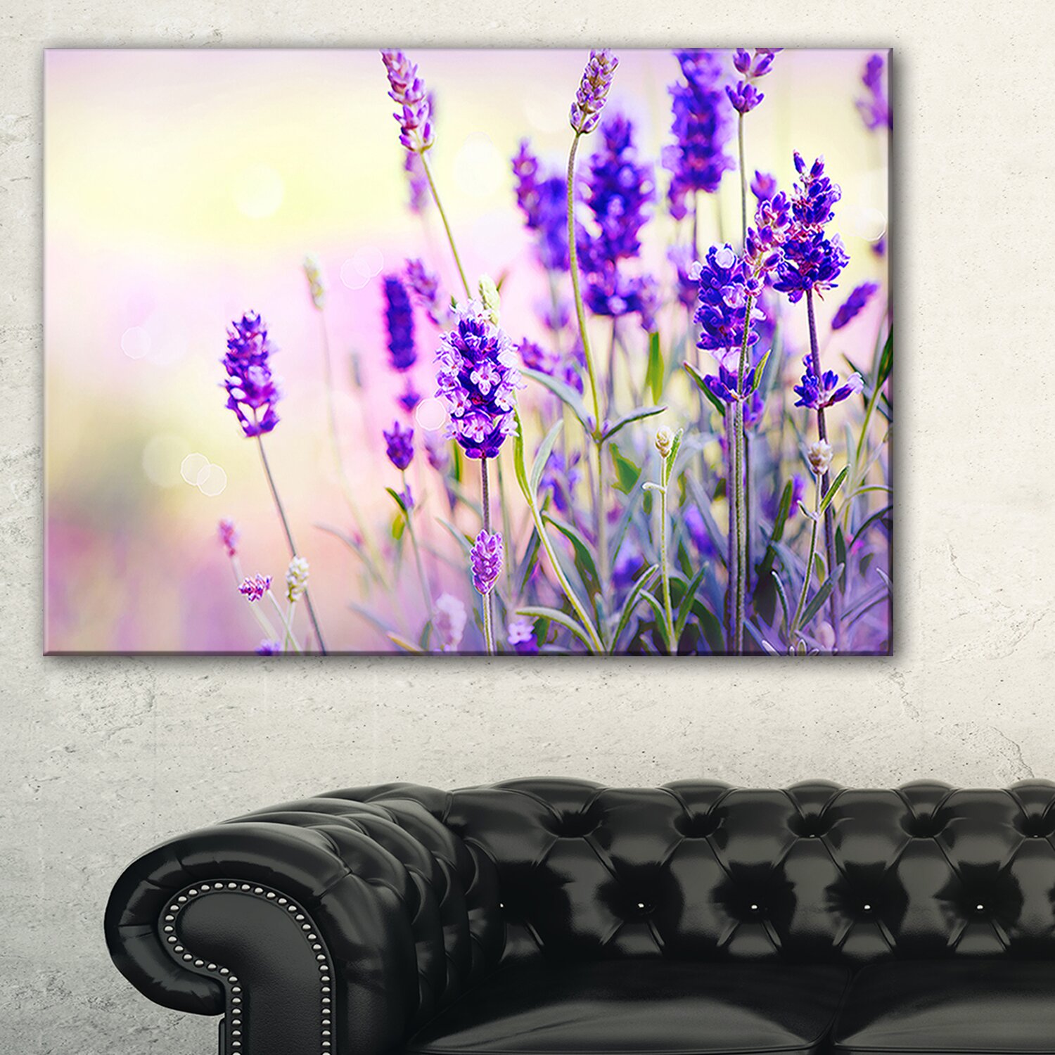 DesignArt 'Purple Lavender Field' Graphic Art on Wrapped Canvas | Wayfair