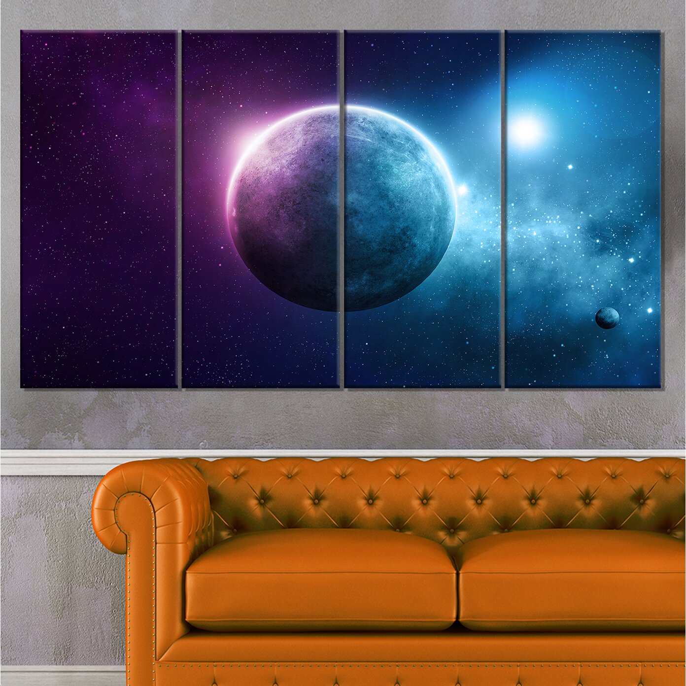 Designart 'deep Space Planet' 4 Piece Graphic Art On Wrapped Canvas Set 