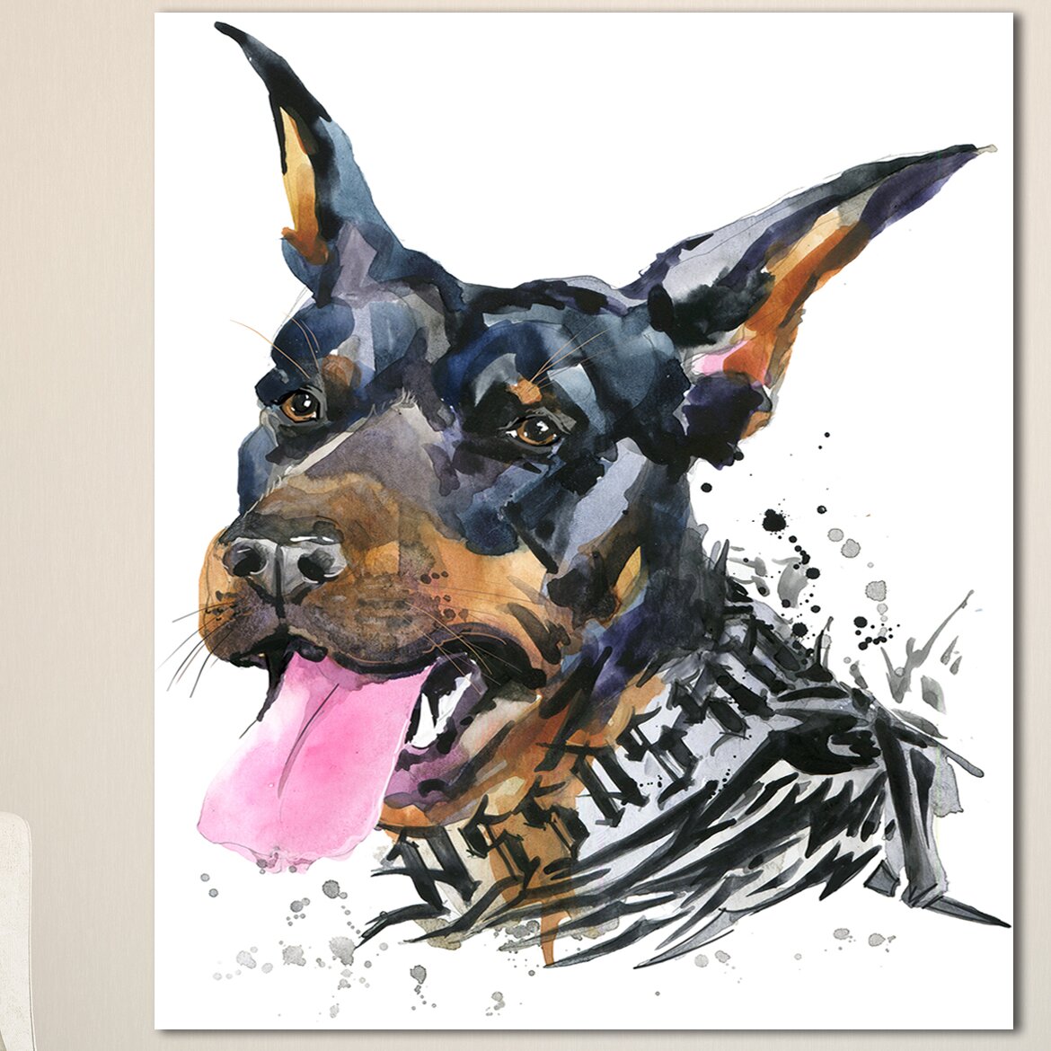 DesignArt 'Watercolor Aggressive Dog Illustration' Painting Print on ...