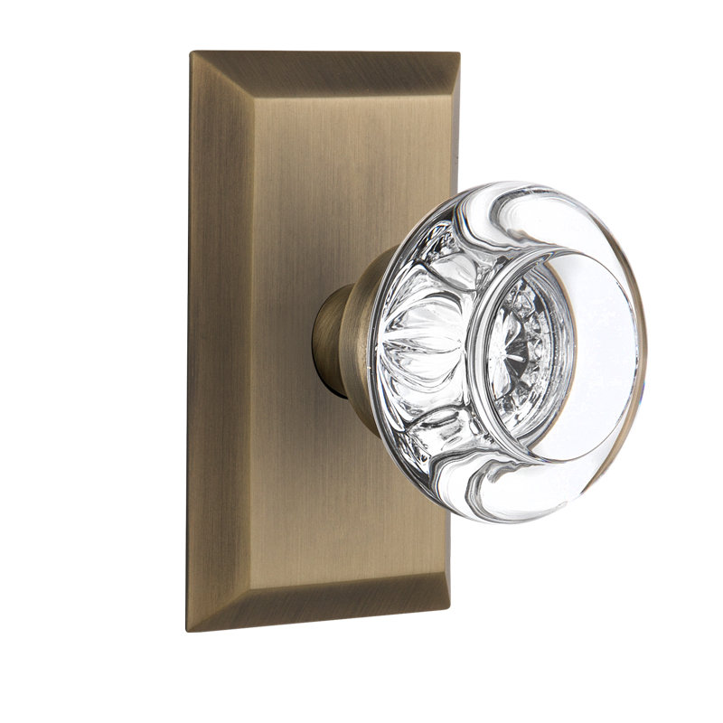 Nostalgic Warehouse Round Clear Crystal Glass Privacy Door Knob with