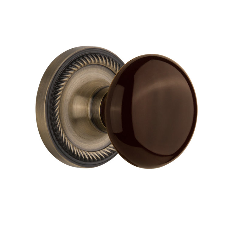 Nostalgic Warehouse Brown Porcelain Double Dummy Door Knob with Rope