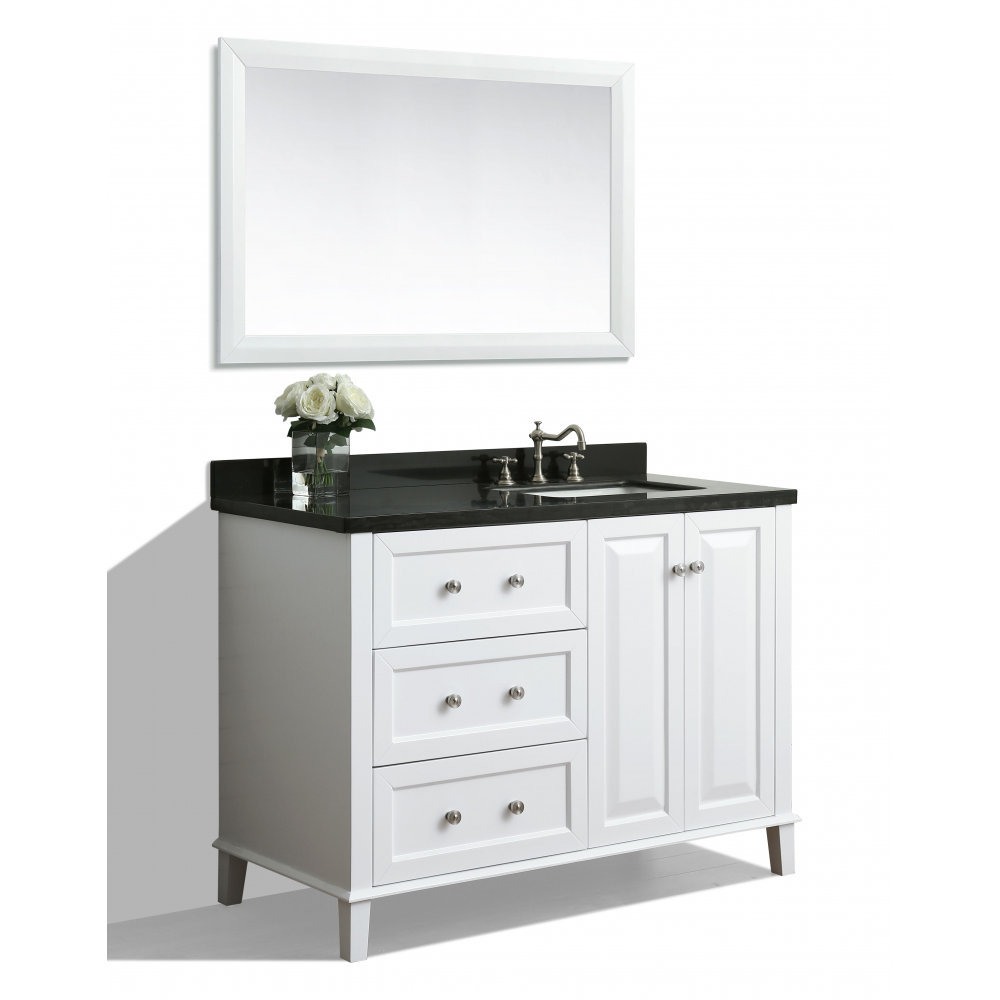 Hannah 48 Single Sink Off Centered Right Bath Vanity Set in White