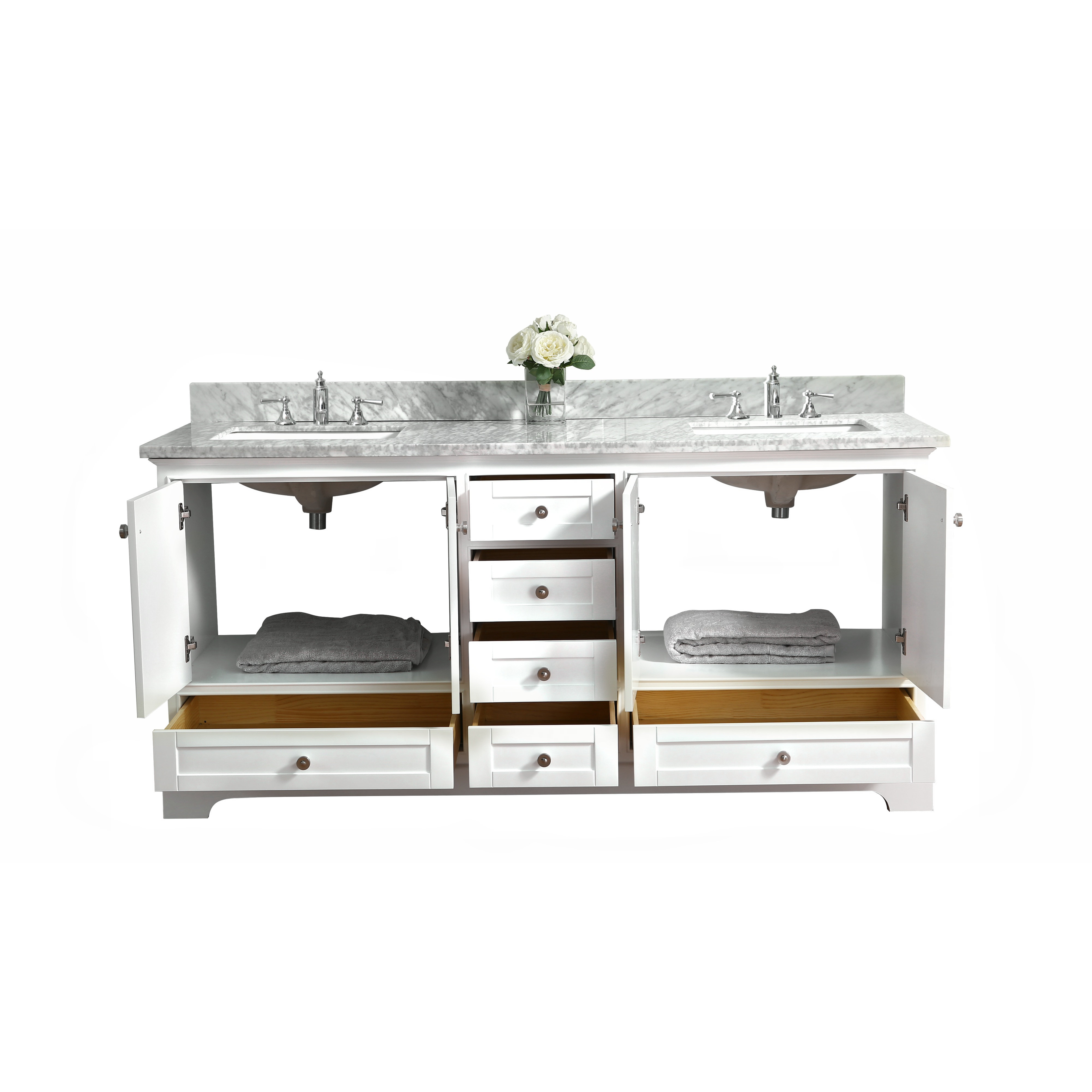 Ancerre Designs Audrey 72" Bath Vanity Set with Italian Carrara White