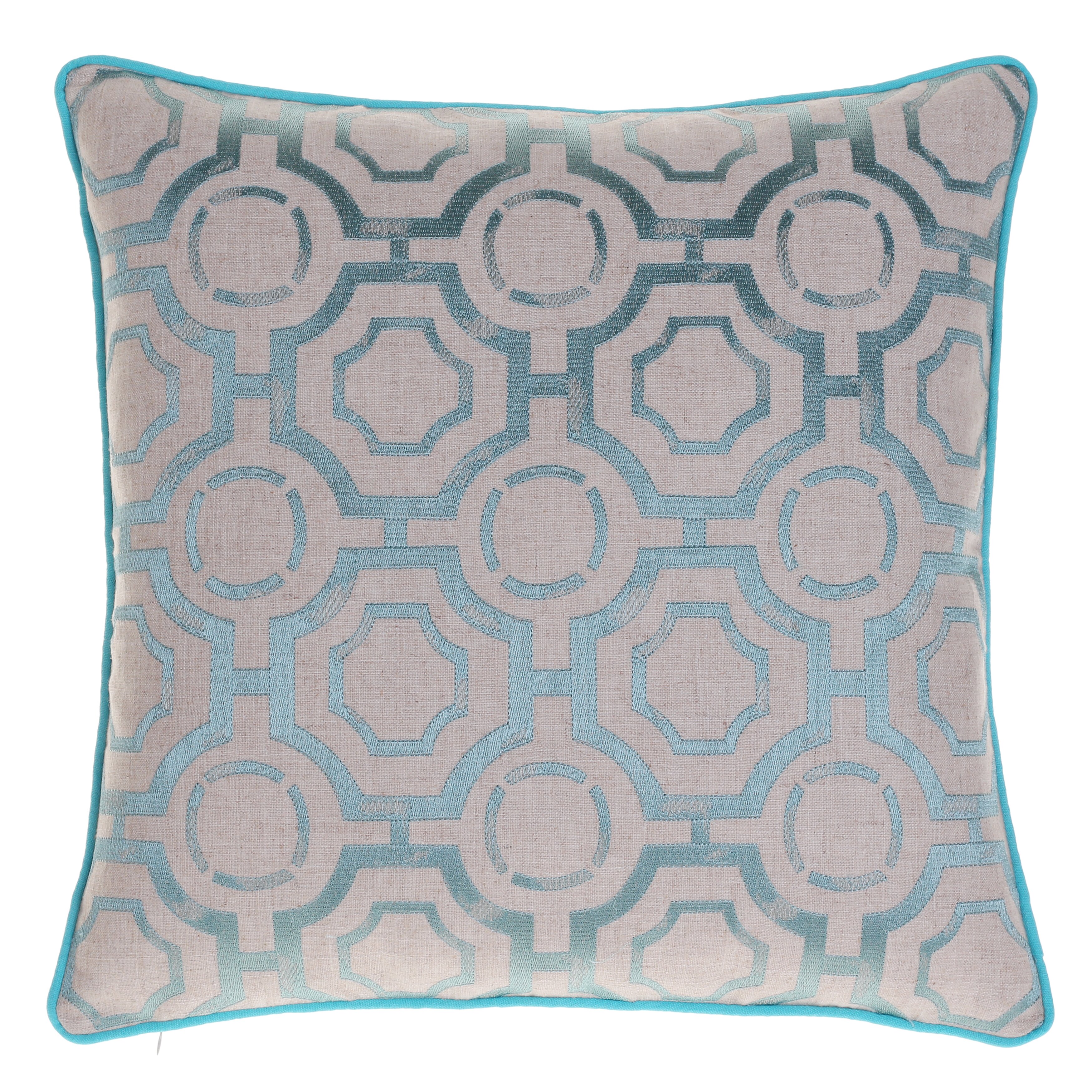 14 Karat Home Inc. Embroidered Distressed Geometric Throw Pillow ...