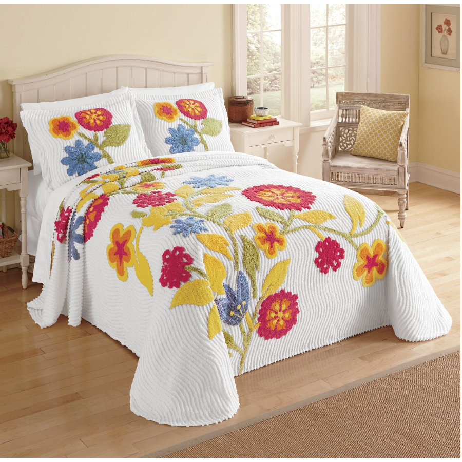 PDK Worldwide Spring Blooms Chenille Bedspread & Reviews Wayfair